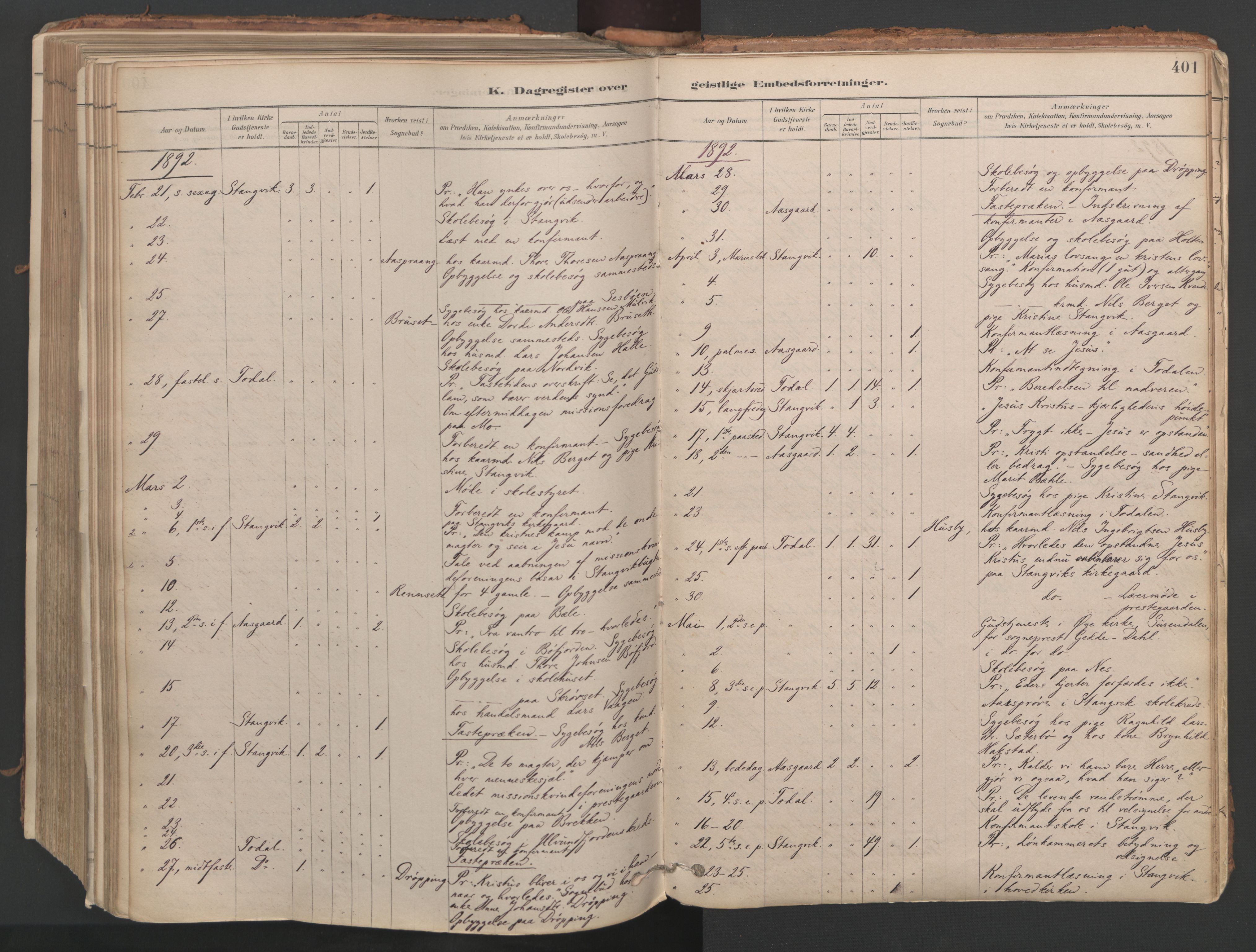 Ministerialprotokoller, klokkerbøker og fødselsregistre - Møre og Romsdal, AV/SAT-A-1454/592/L1029: Ministerialbok nr. 592A07, 1879-1902, s. 401