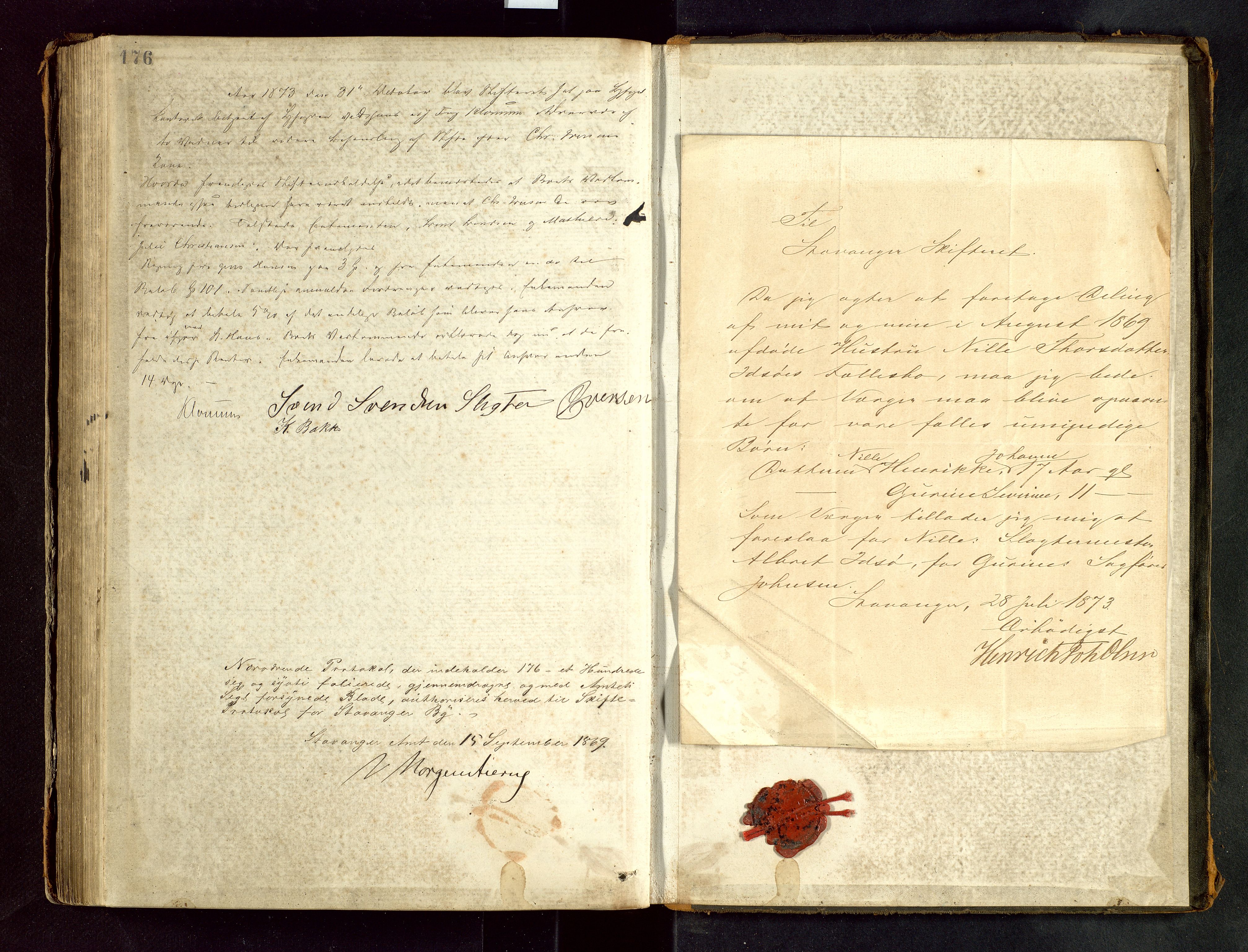 Stavanger byfogd, AV/SAST-A-101408/001/5/50/503BB/L0014: Skifteforhandlingsprotokoll, 1869-1873, s. 176