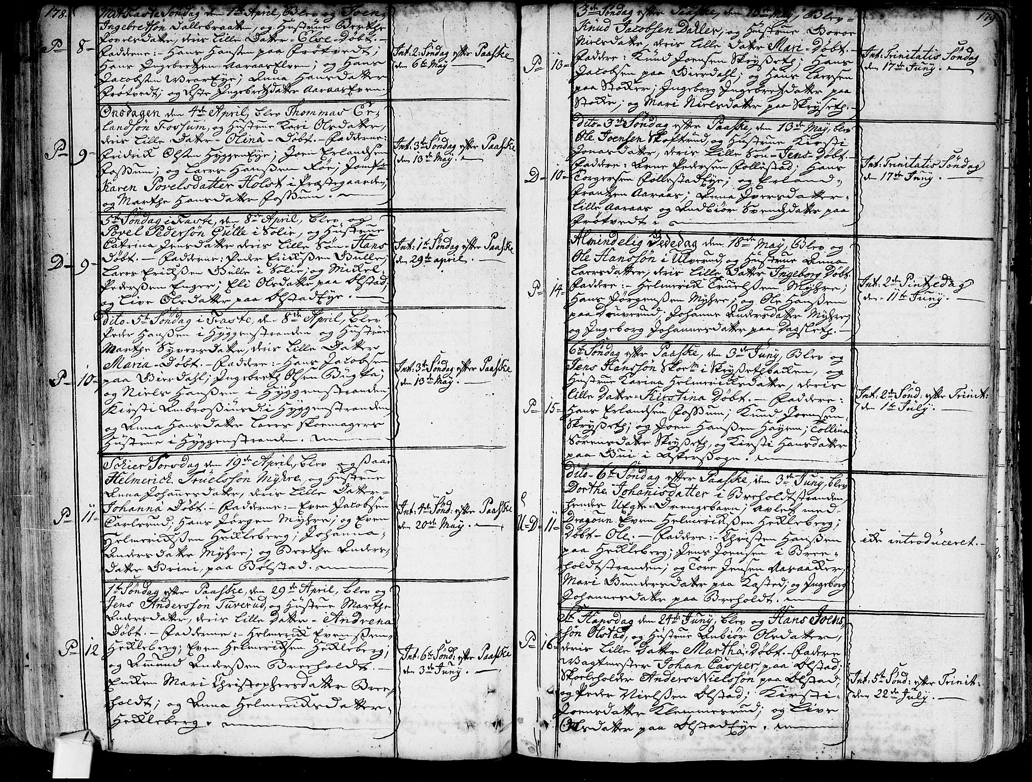 Røyken kirkebøker, AV/SAKO-A-241/G/Ga/L0001: Klokkerbok nr. 1, 1740-1768, s. 178-179