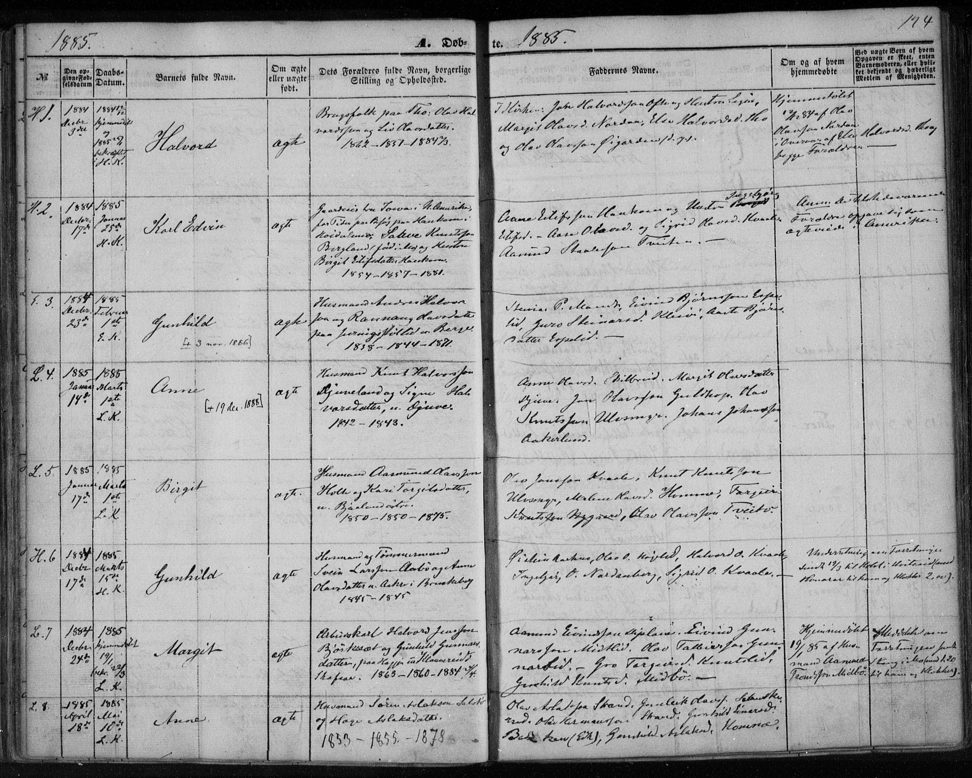 Lårdal kirkebøker, AV/SAKO-A-284/F/Fa/L0006: Ministerialbok nr. I 6, 1861-1886, s. 124