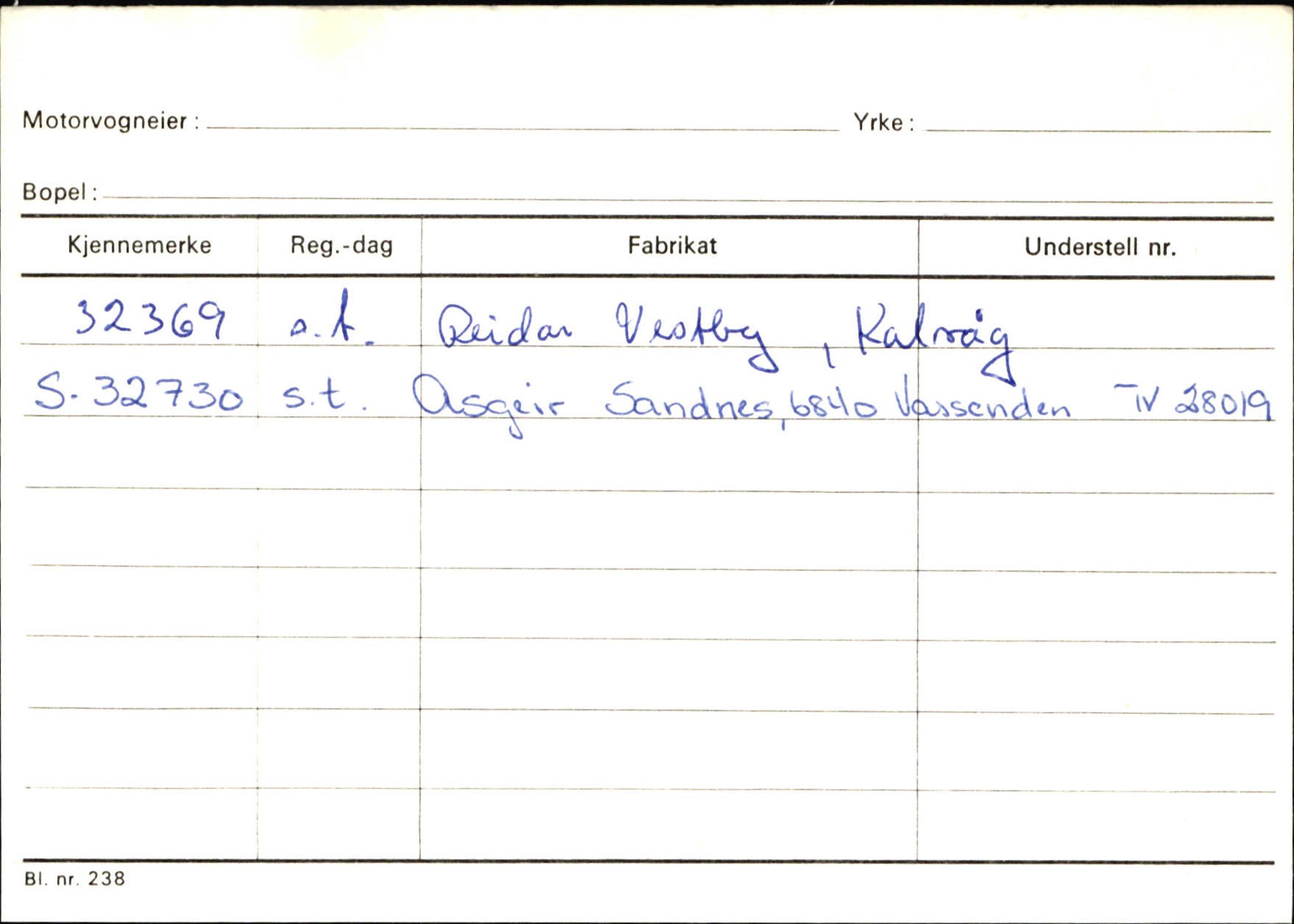 Statens vegvesen, Sogn og Fjordane vegkontor, AV/SAB-A-5301/4/F/L0144: Registerkort Vågsøy A-R, 1945-1975, s. 2448
