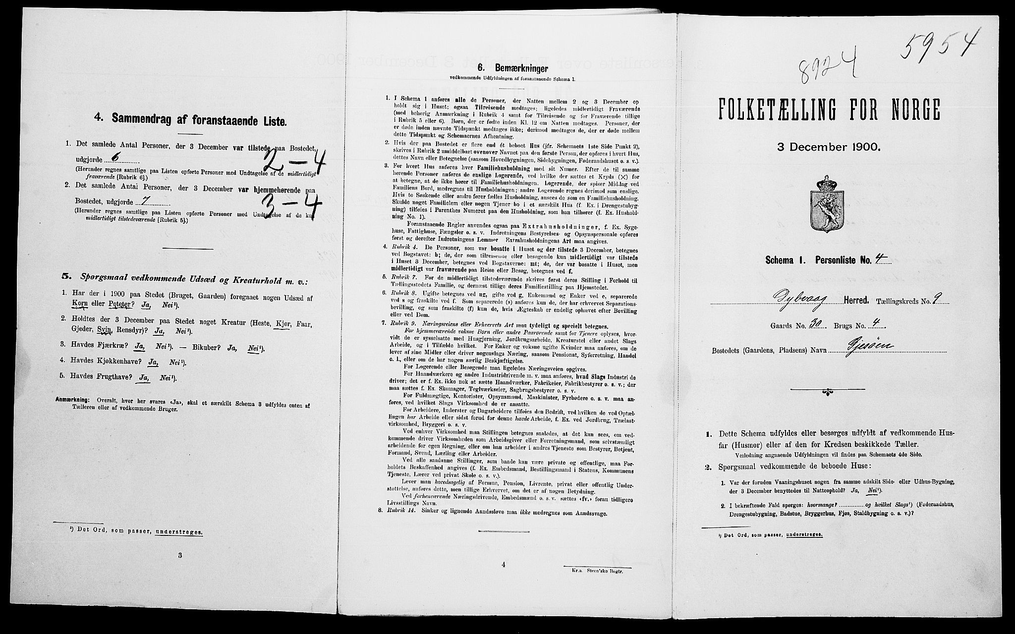 SAK, Folketelling 1900 for 0915 Dypvåg herred, 1900, s. 107