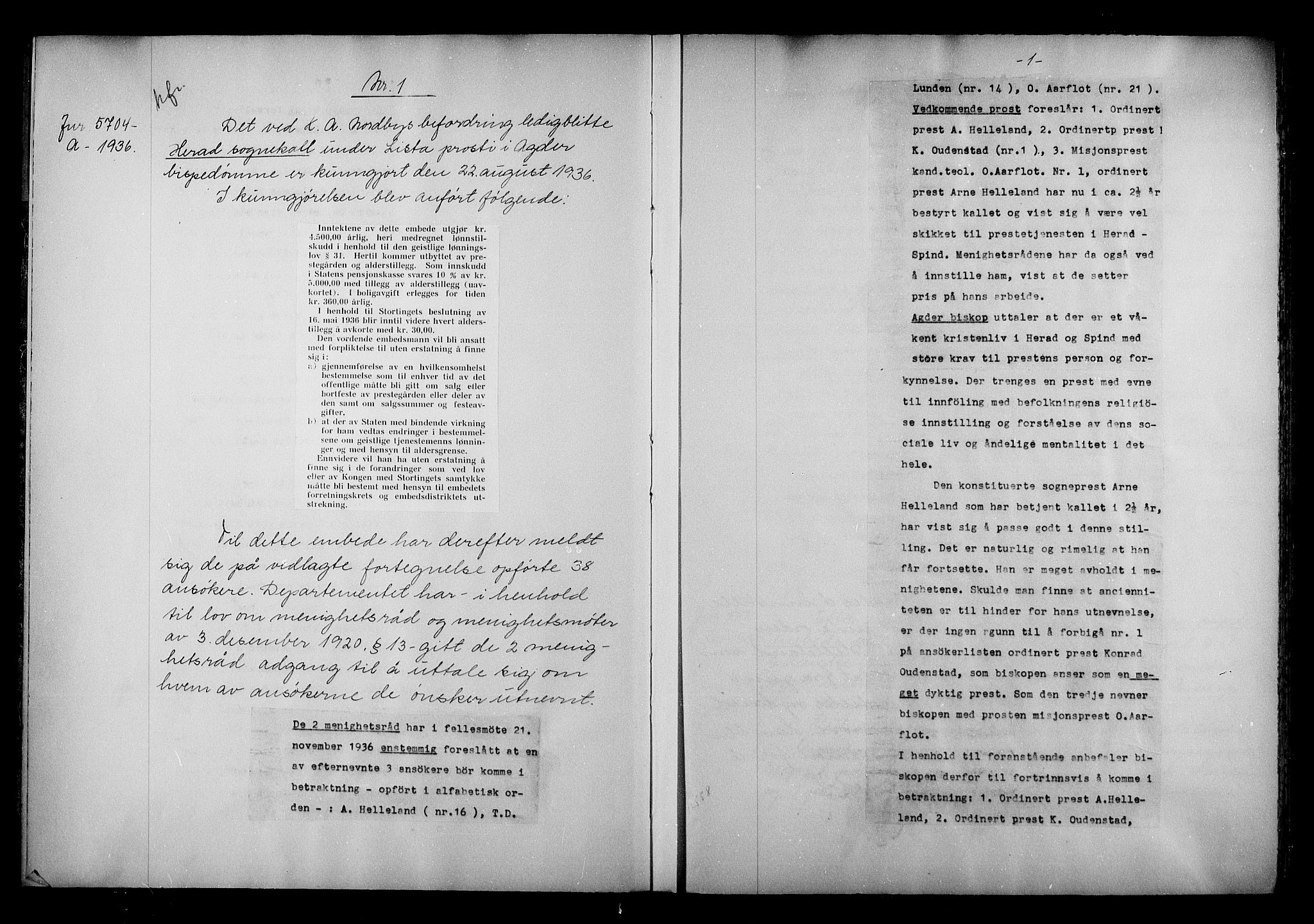 Kirke- og undervisningsdepartementet, Kontoret  for kirke og geistlighet A, AV/RA-S-1007/A/Aa/L0356: Referatprotokoll m/register, bd. 1. Ref.nr. 1-93, 1937