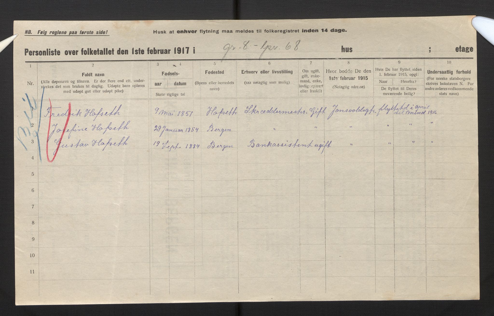 SAB, Kommunal folketelling 1917 for Bergen kjøpstad, 1917, s. 50066