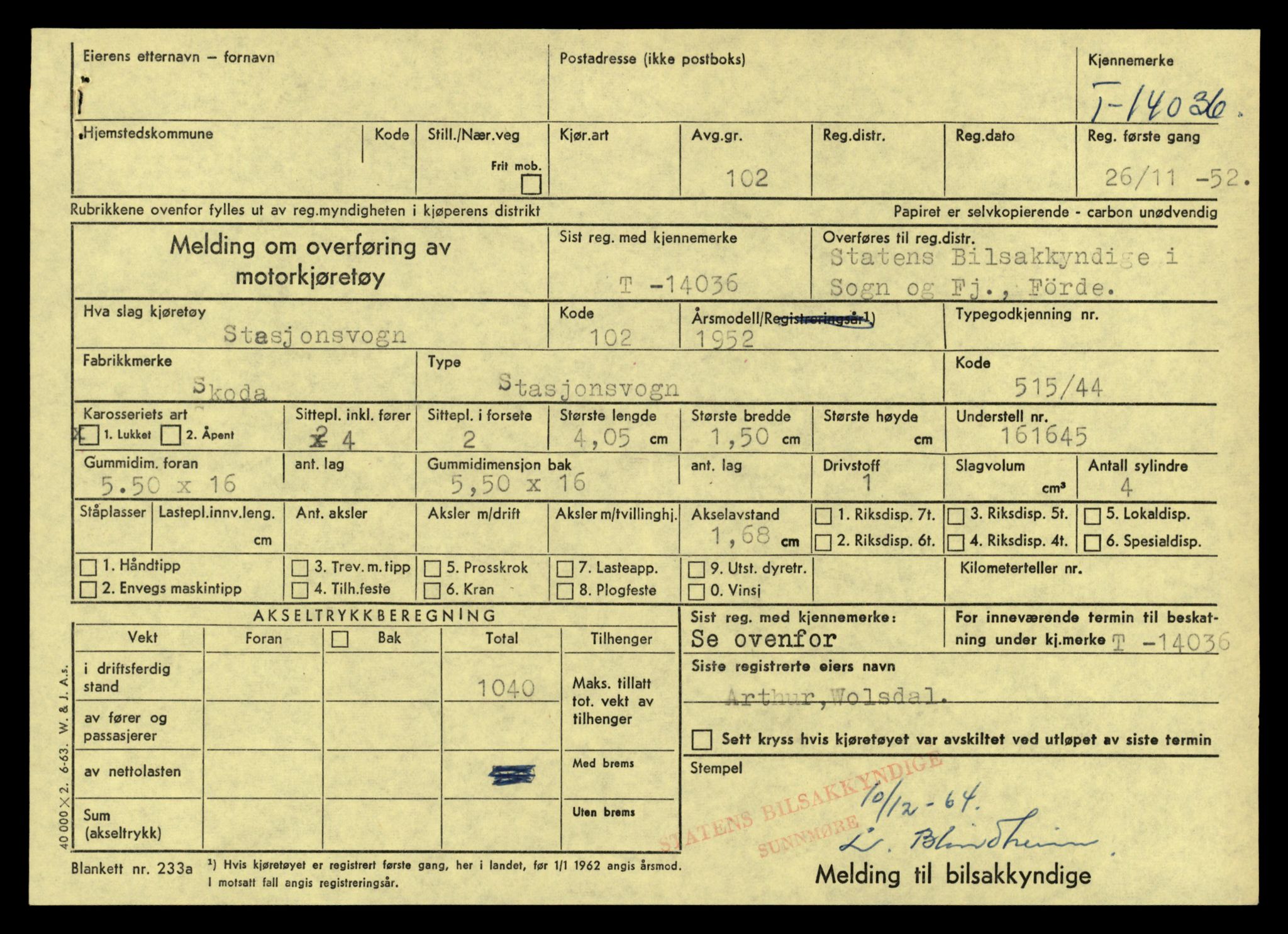 Møre og Romsdal vegkontor - Ålesund trafikkstasjon, AV/SAT-A-4099/F/Fe/L0042: Registreringskort for kjøretøy T 13906 - T 14079, 1927-1998, s. 2087