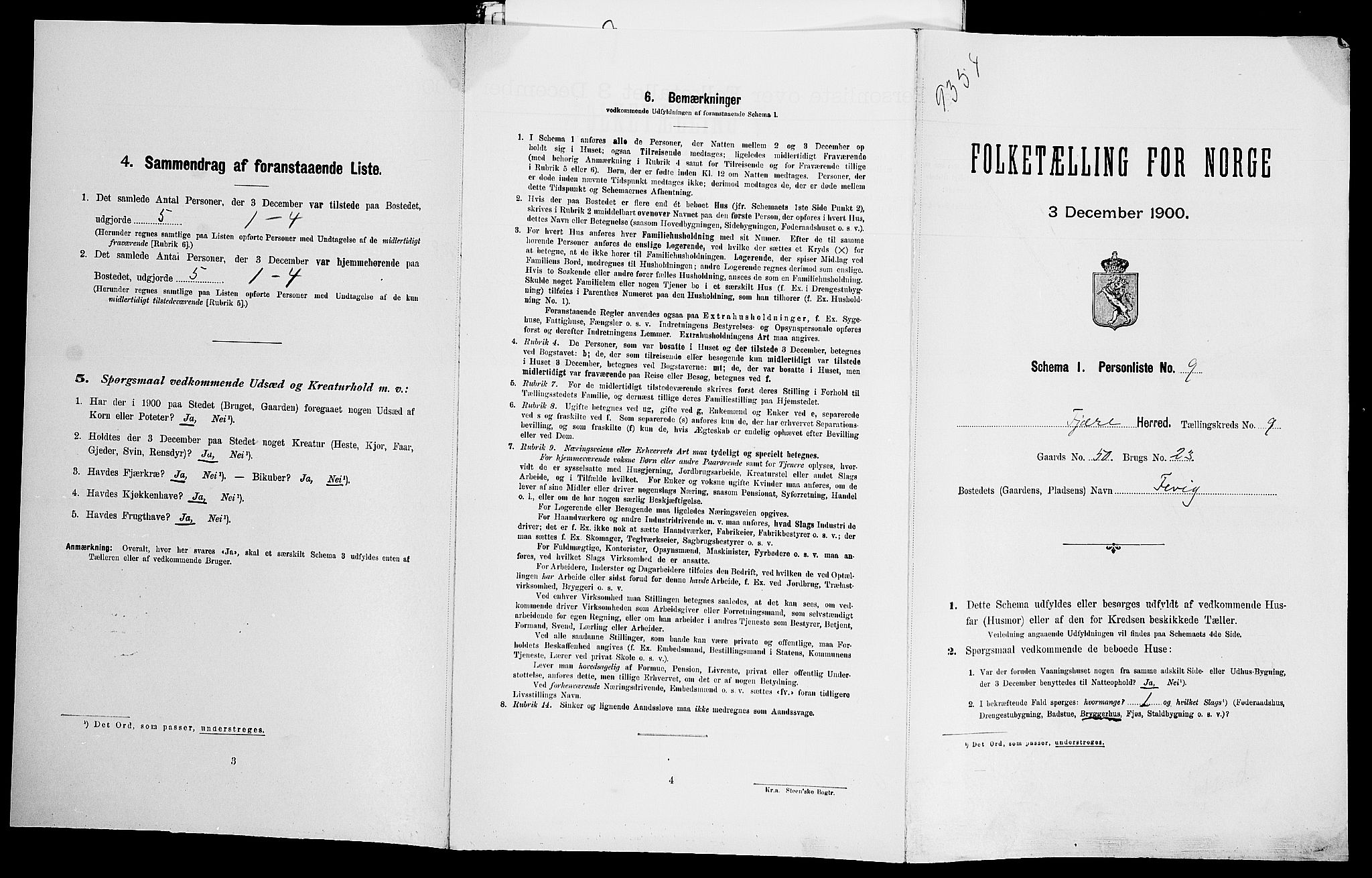 SAK, Folketelling 1900 for 0923 Fjære herred, 1900, s. 1821