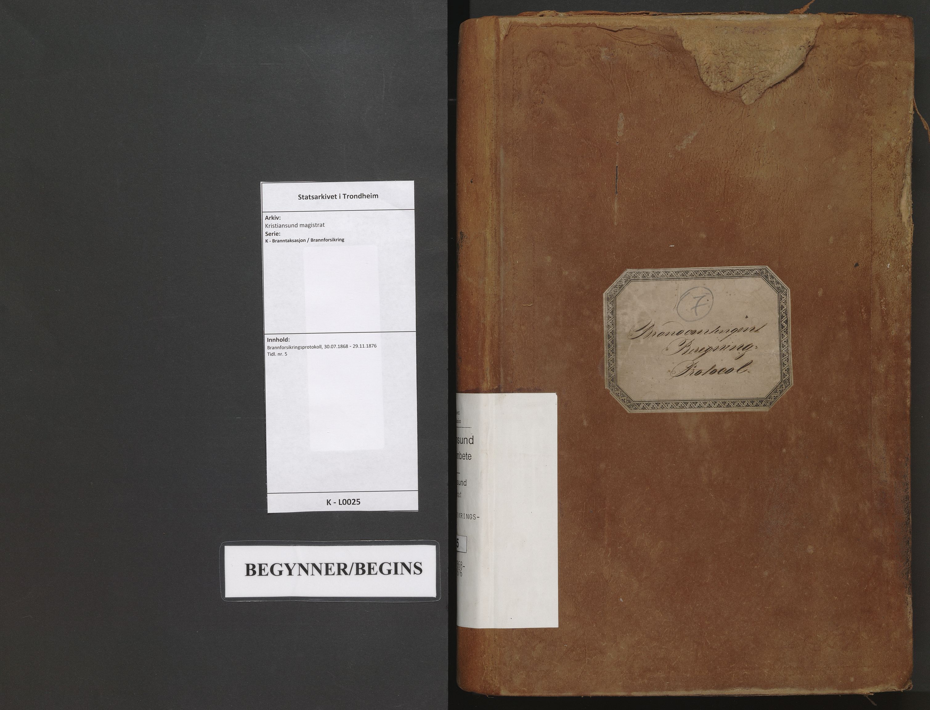 Kristiansund magistrat, AV/SAT-A-0032/K/L0025: Brannforsikringsprotokoll, 1868-1876
