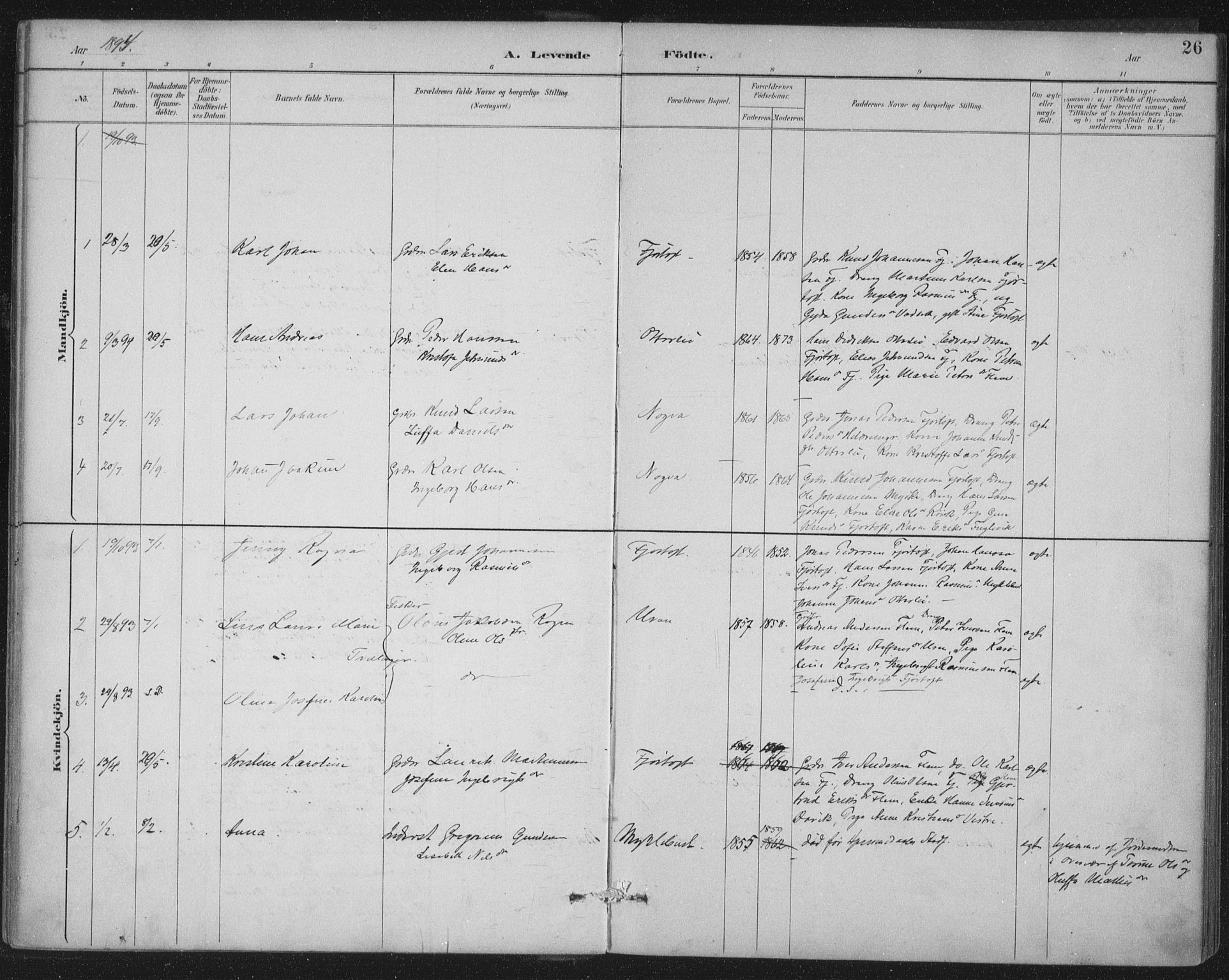 Ministerialprotokoller, klokkerbøker og fødselsregistre - Møre og Romsdal, AV/SAT-A-1454/538/L0522: Ministerialbok nr. 538A01, 1884-1913, s. 26