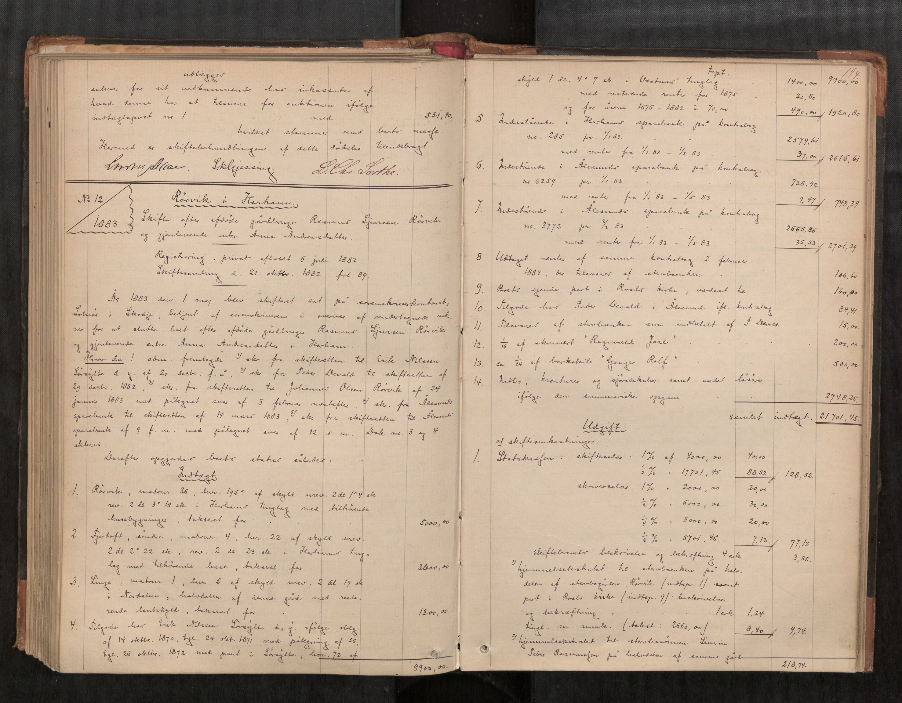 Nordre Sunnmøre sorenskriveri, AV/SAT-A-0006/1/3/3A/L0020: Skiftesluttningsprotokoll 1, 1880-1884, s. 194