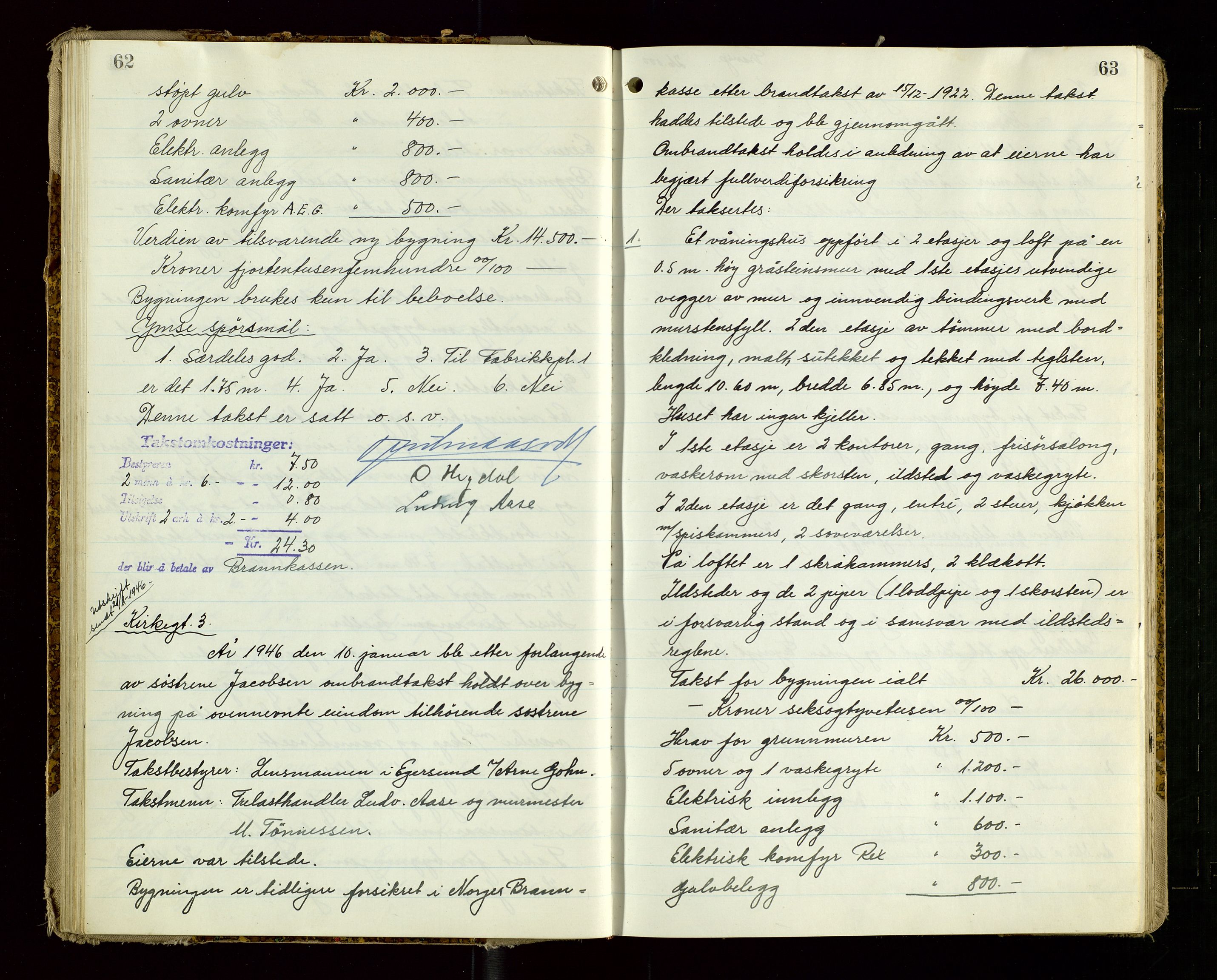 Eigersund lensmannskontor, AV/SAST-A-100171/God/L0013: "Branntakstprotokoll", 1944-1951, s. 62-63