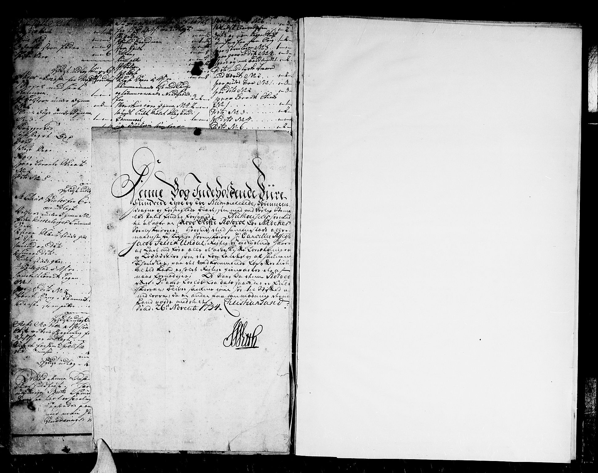 Nedenes sorenskriveri før 1824, SAK/1221-0007/H/Hc/L0017: Skifteprotokoll med register nr 13a, 1734-1737, s. 422b-423a
