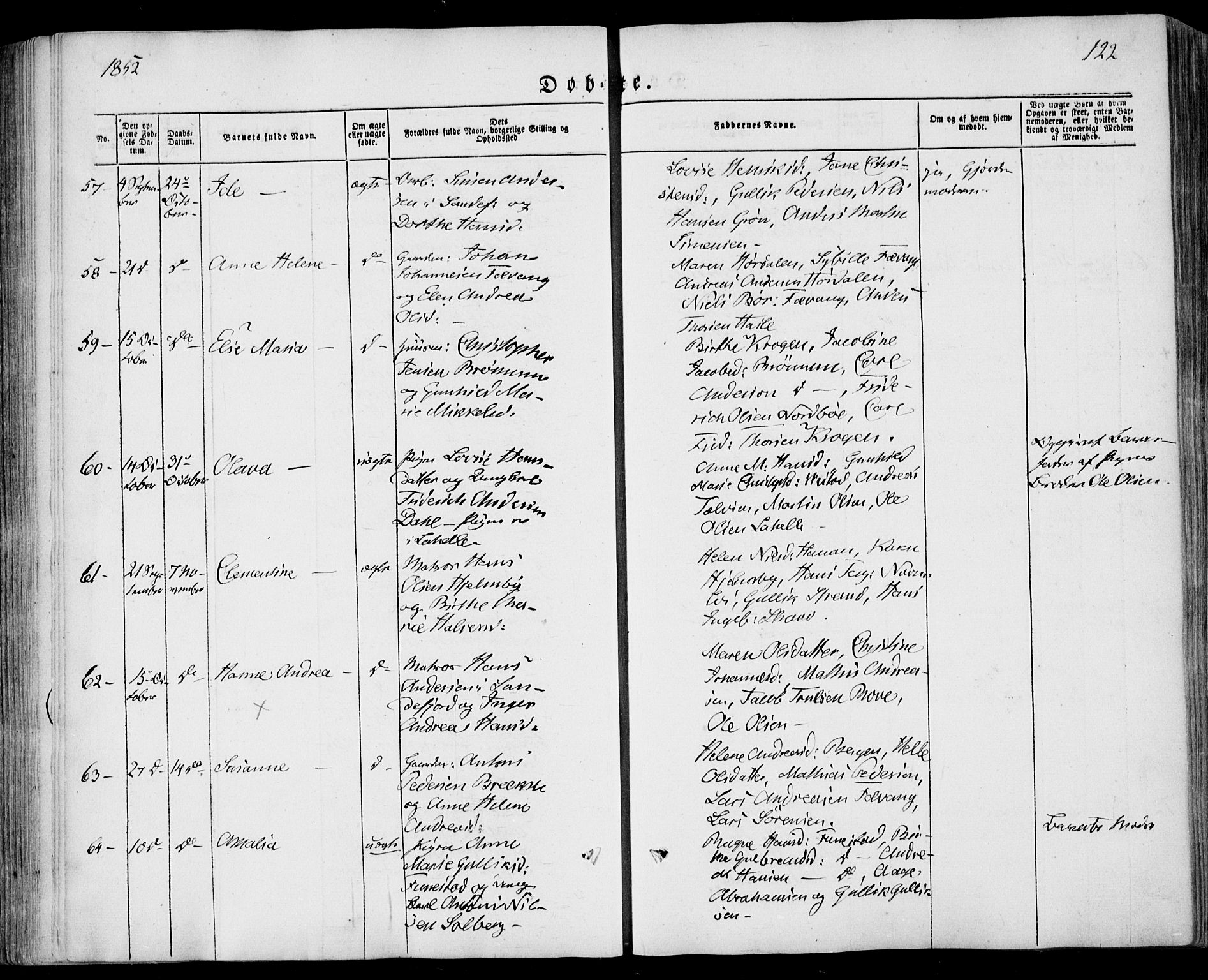 Sandar kirkebøker, AV/SAKO-A-243/F/Fa/L0006: Ministerialbok nr. 6, 1847-1860, s. 122