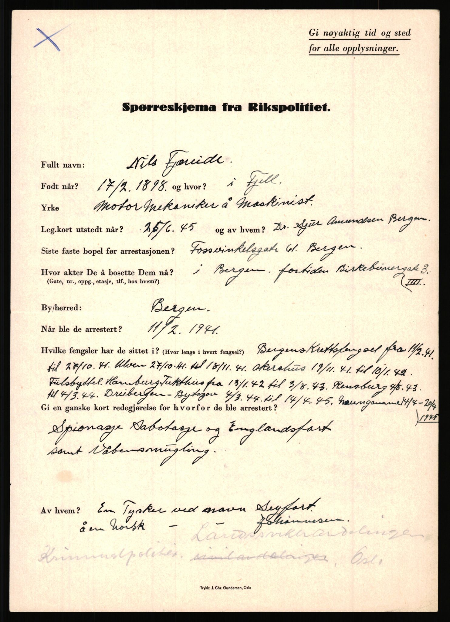 Rikspolitisjefen, AV/RA-S-1560/L/L0004: Eriksen, Alf - Geving, Øivind, 1940-1945, s. 542