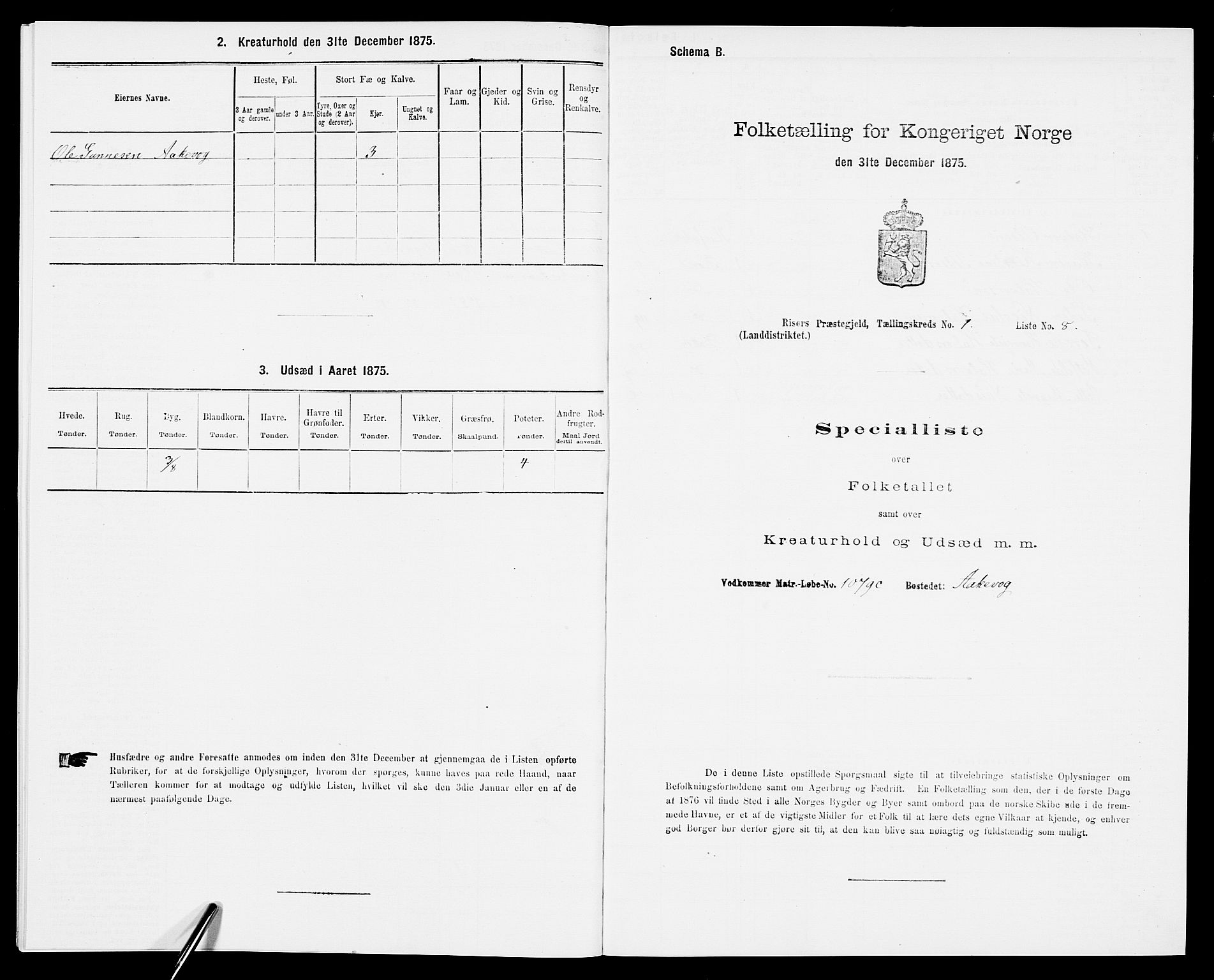 SAK, Folketelling 1875 for 0913L Risør prestegjeld, Søndeled sokn, 1875, s. 64