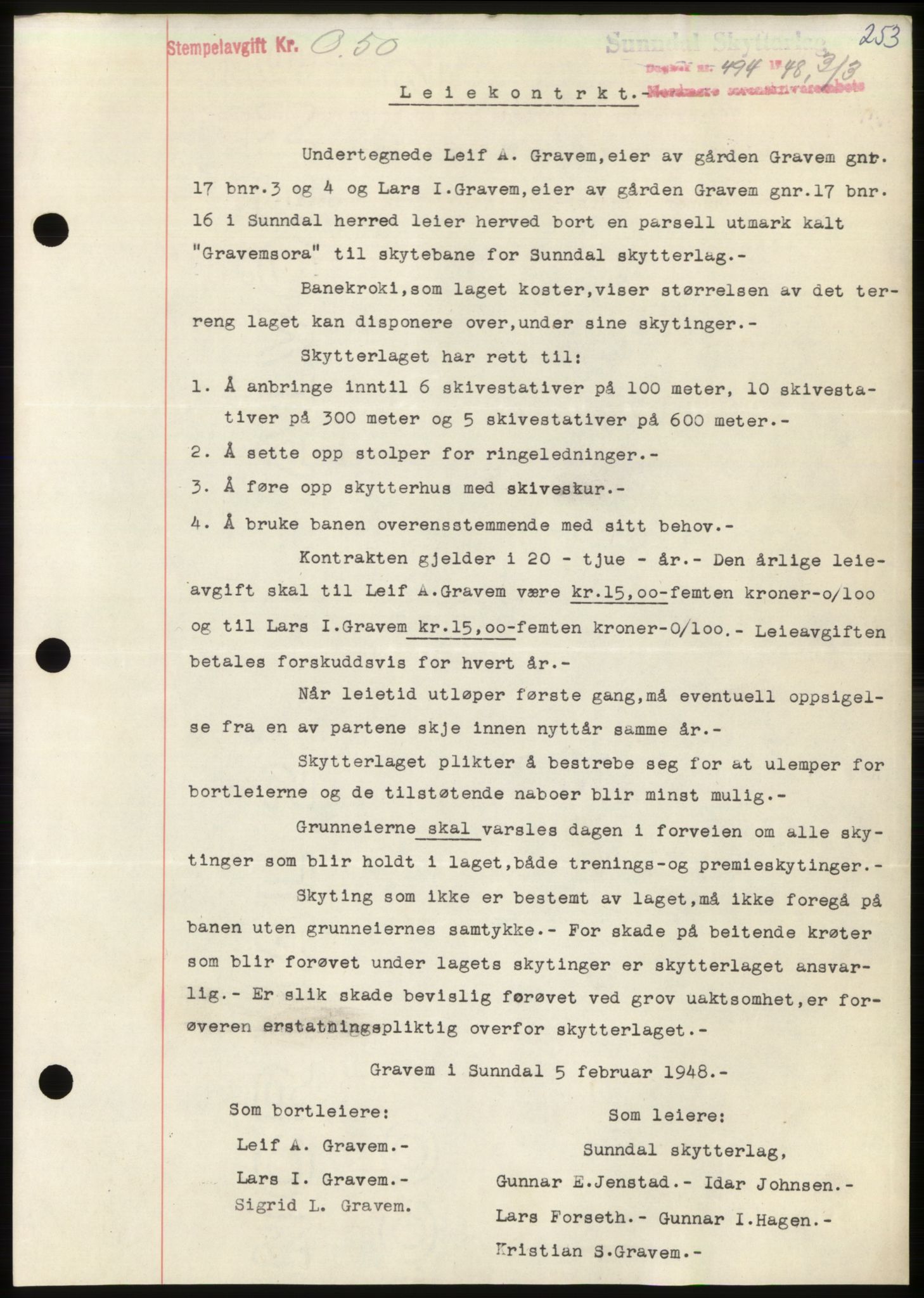 Nordmøre sorenskriveri, SAT/A-4132/1/2/2Ca: Pantebok nr. B98, 1948-1948, Dagboknr: 494/1948