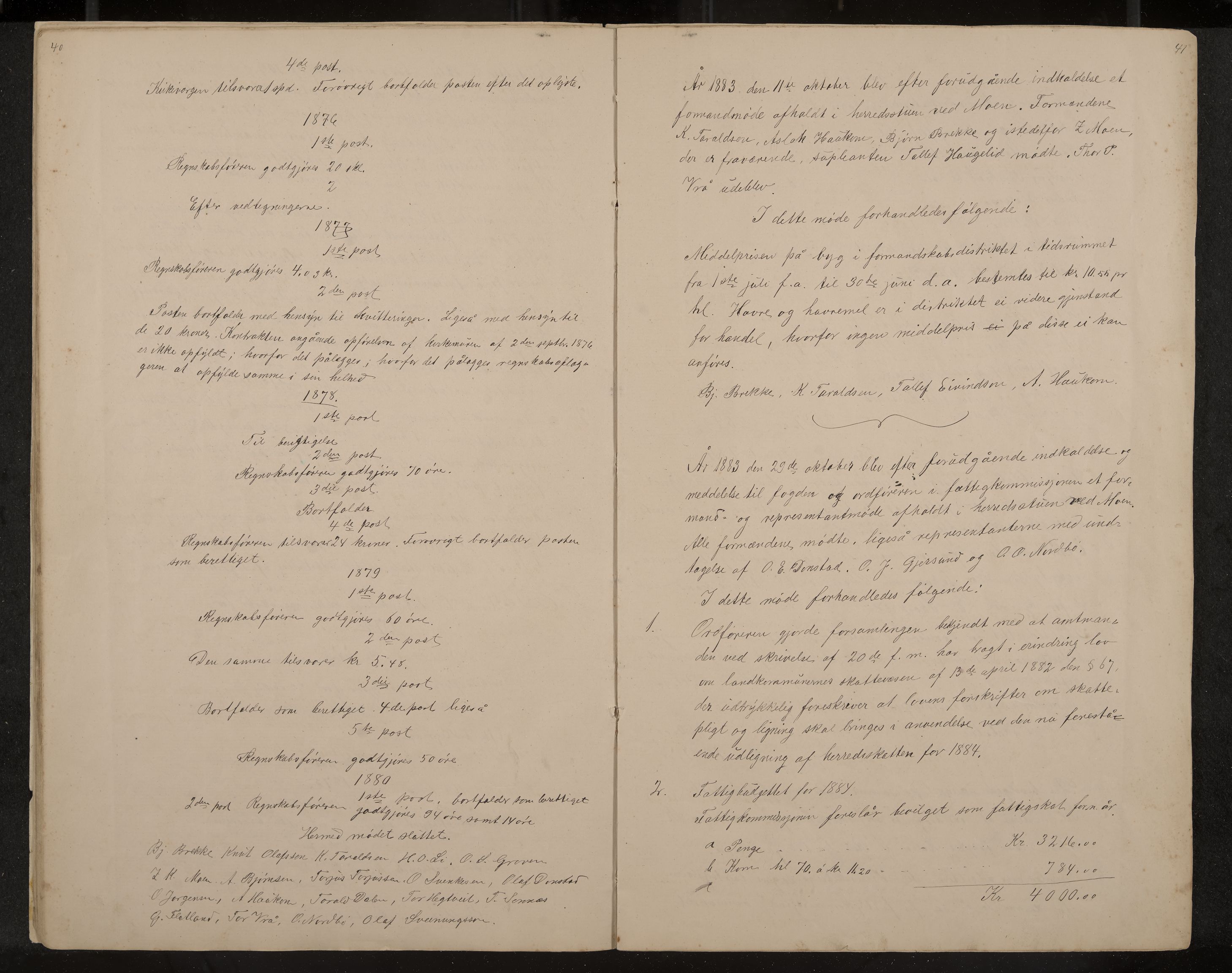 Kviteseid formannskap og sentraladministrasjon, IKAK/0829021/A/Aa/L0041: Utskrift av møtebok, 1882-1884, s. 40-41