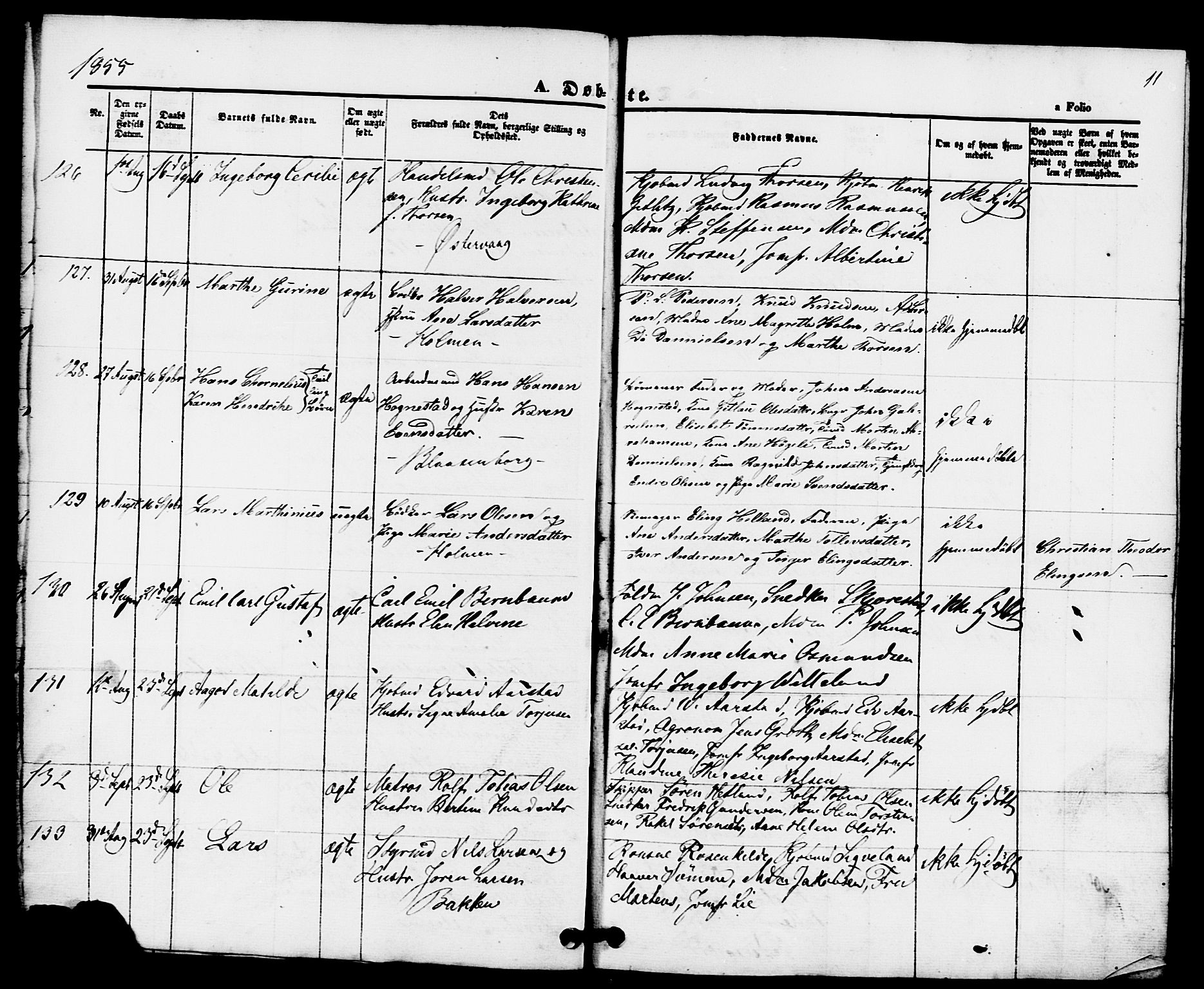 Domkirken sokneprestkontor, AV/SAST-A-101812/001/30/30BB/L0010: Klokkerbok nr. B 10, 1855-1860, s. 11