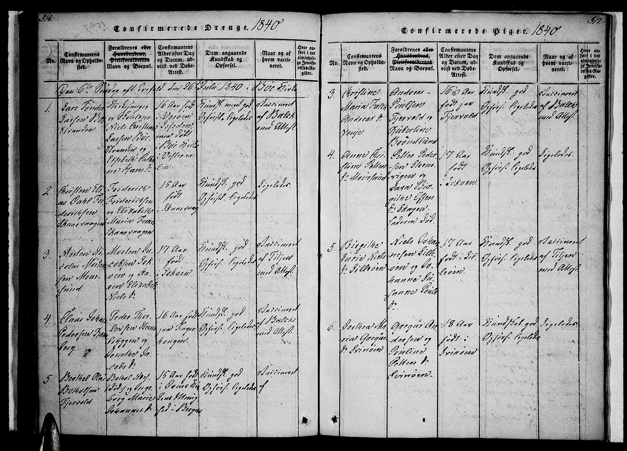 Ministerialprotokoller, klokkerbøker og fødselsregistre - Nordland, SAT/A-1459/891/L1298: Ministerialbok nr. 891A03, 1820-1840, s. 516-517