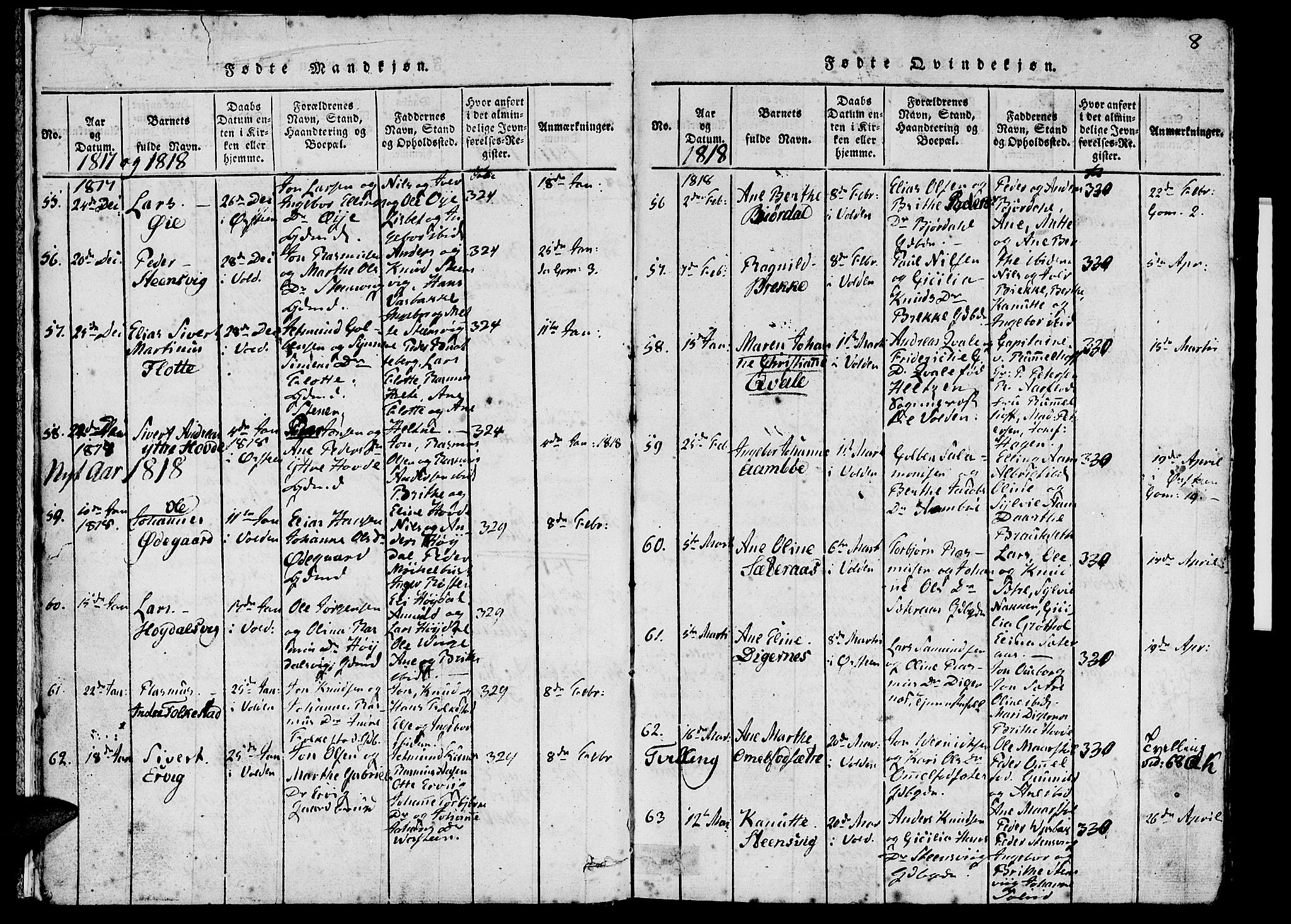 Ministerialprotokoller, klokkerbøker og fødselsregistre - Møre og Romsdal, SAT/A-1454/511/L0138: Ministerialbok nr. 511A05, 1817-1832, s. 8