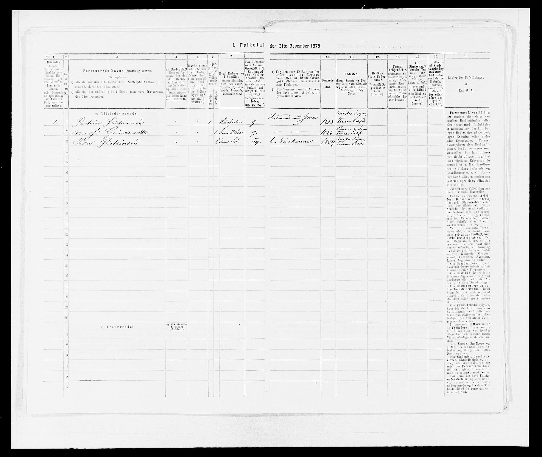 SAB, Folketelling 1875 for 1218P Finnås prestegjeld, 1875, s. 315