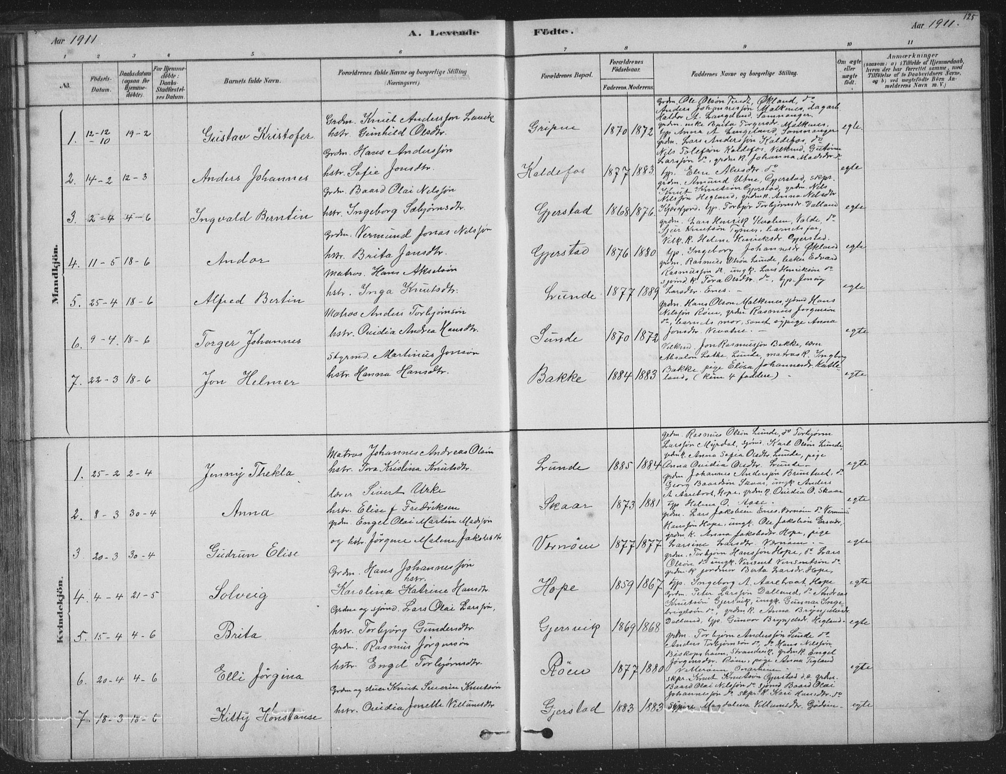 Tysnes sokneprestembete, AV/SAB-A-78601/H/Hab: Klokkerbok nr. B 2, 1878-1918, s. 125