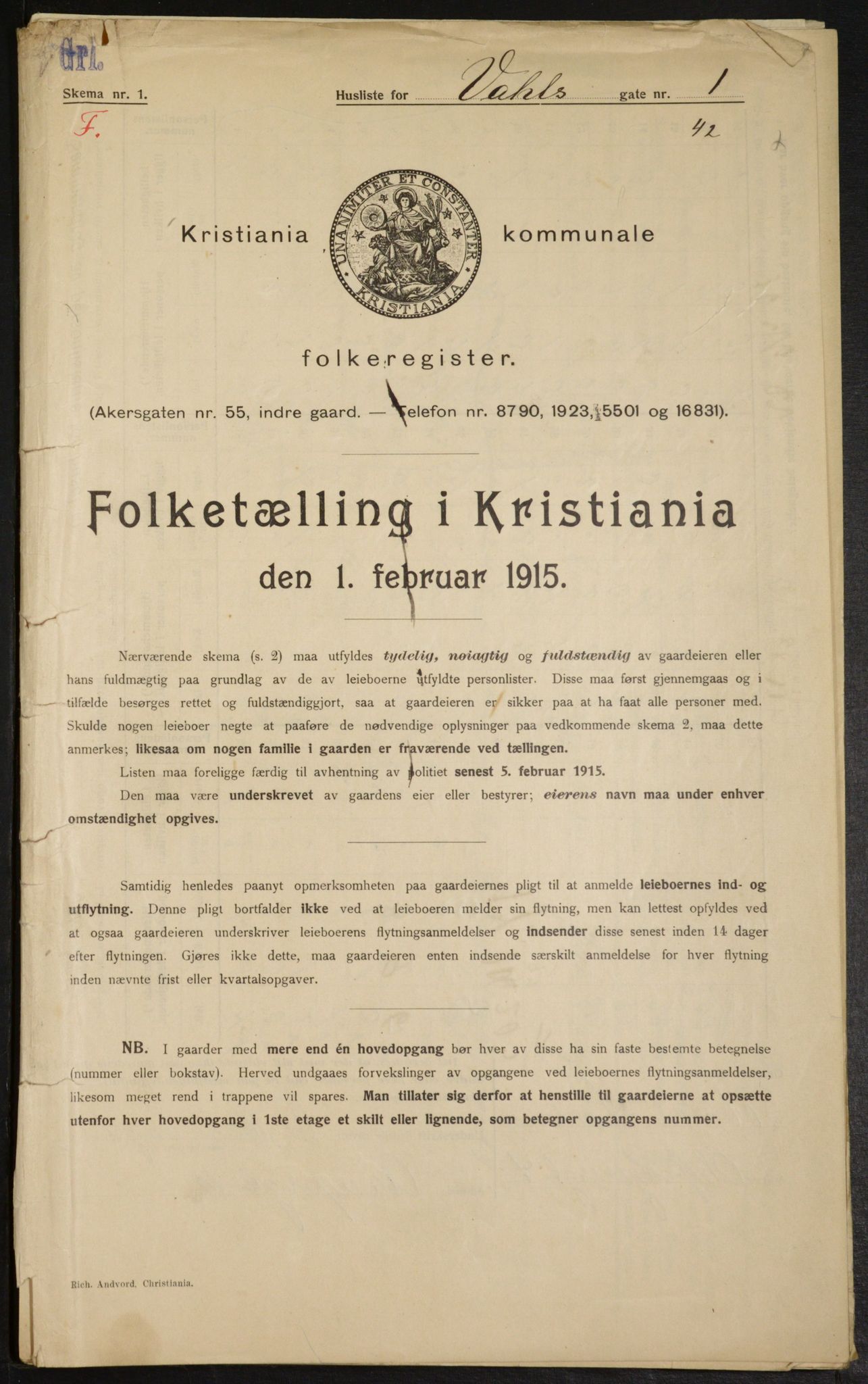 OBA, Kommunal folketelling 1.2.1915 for Kristiania, 1915, s. 122010