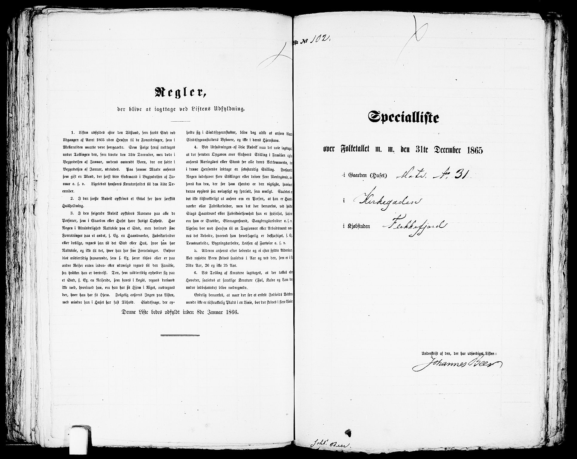 RA, Folketelling 1865 for 1004B Flekkefjord prestegjeld, Flekkefjord kjøpstad, 1865, s. 210