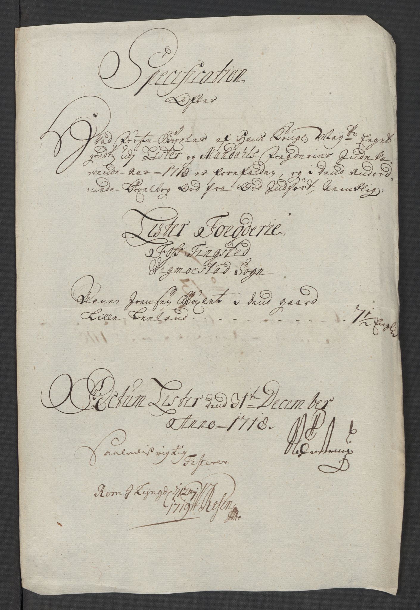 Rentekammeret inntil 1814, Reviderte regnskaper, Fogderegnskap, AV/RA-EA-4092/R43/L2563: Fogderegnskap Lista og Mandal, 1718, s. 186