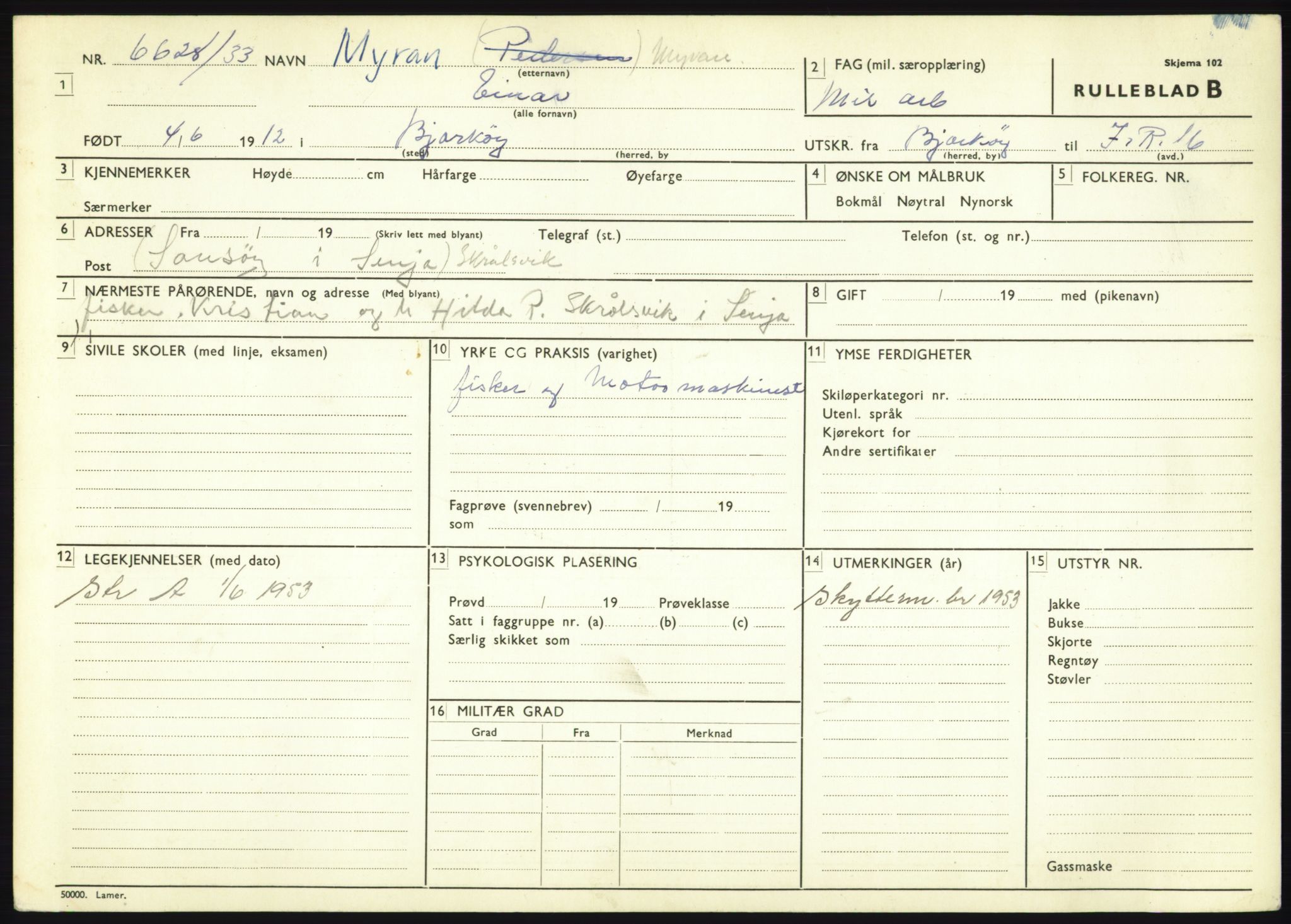 Forsvaret, Troms infanteriregiment nr. 16, AV/RA-RAFA-3146/P/Pa/L0017: Rulleblad for regimentets menige mannskaper, årsklasse 1933, 1933, s. 867