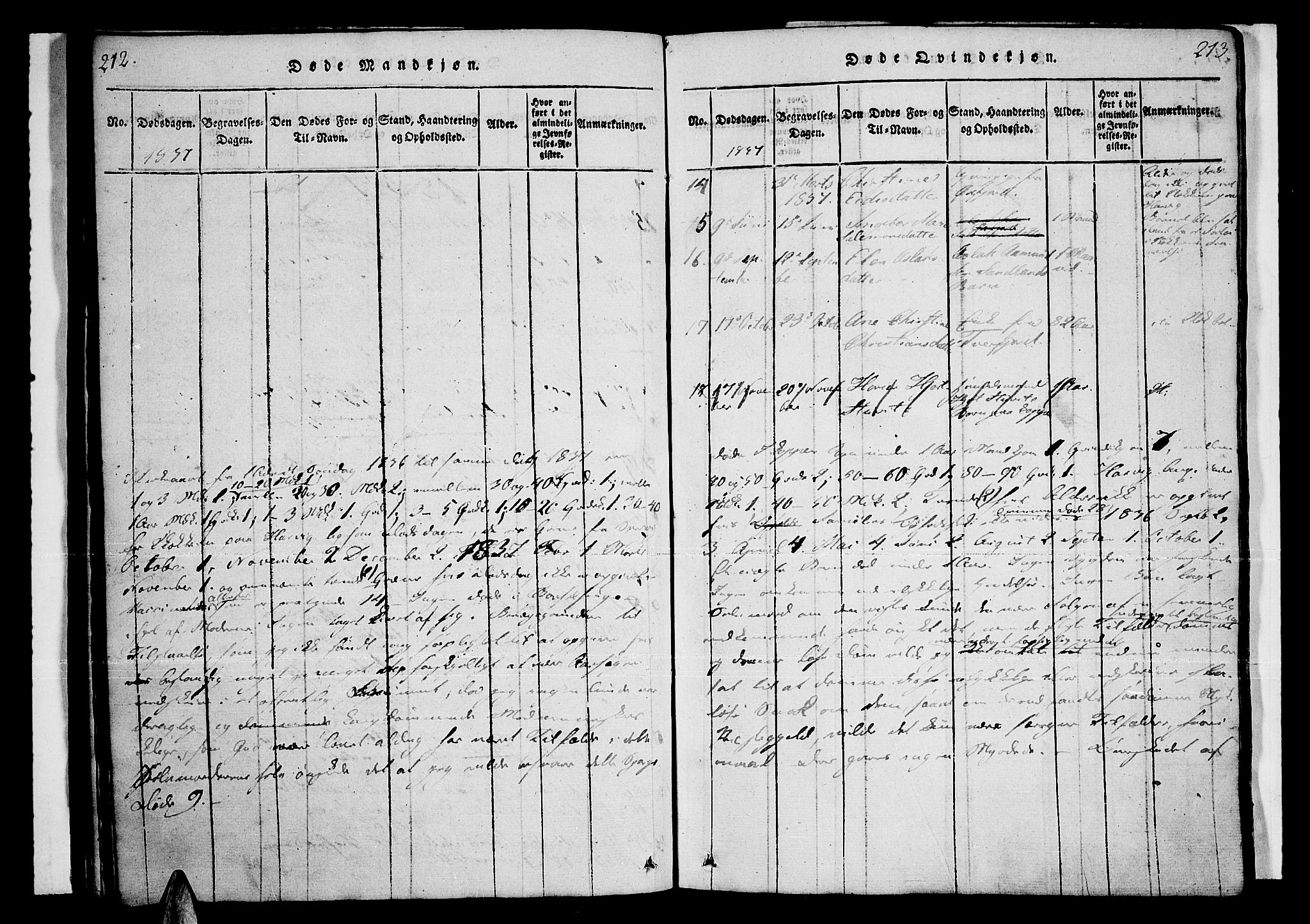 Loppa sokneprestkontor, AV/SATØ-S-1339/H/Ha/L0003kirke: Ministerialbok nr. 3, 1820-1848, s. 212-213