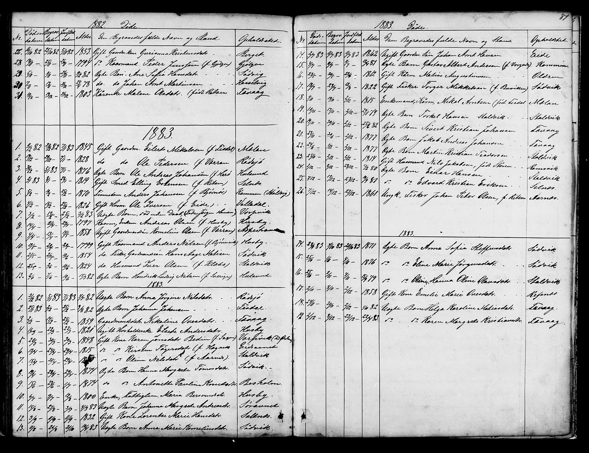 Ministerialprotokoller, klokkerbøker og fødselsregistre - Sør-Trøndelag, SAT/A-1456/653/L0657: Klokkerbok nr. 653C01, 1866-1893, s. 81