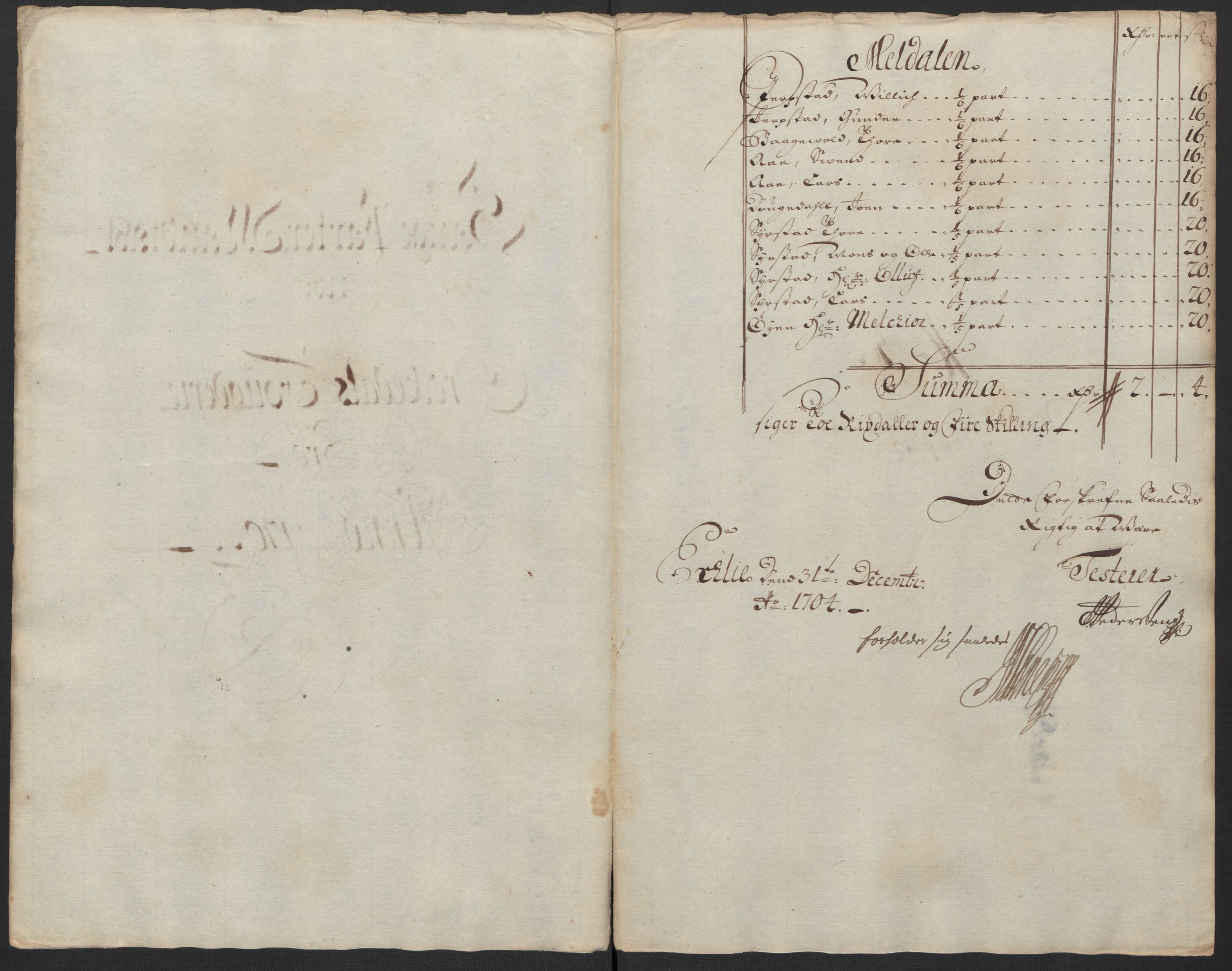 Rentekammeret inntil 1814, Reviderte regnskaper, Fogderegnskap, RA/EA-4092/R60/L3954: Fogderegnskap Orkdal og Gauldal, 1704, s. 106