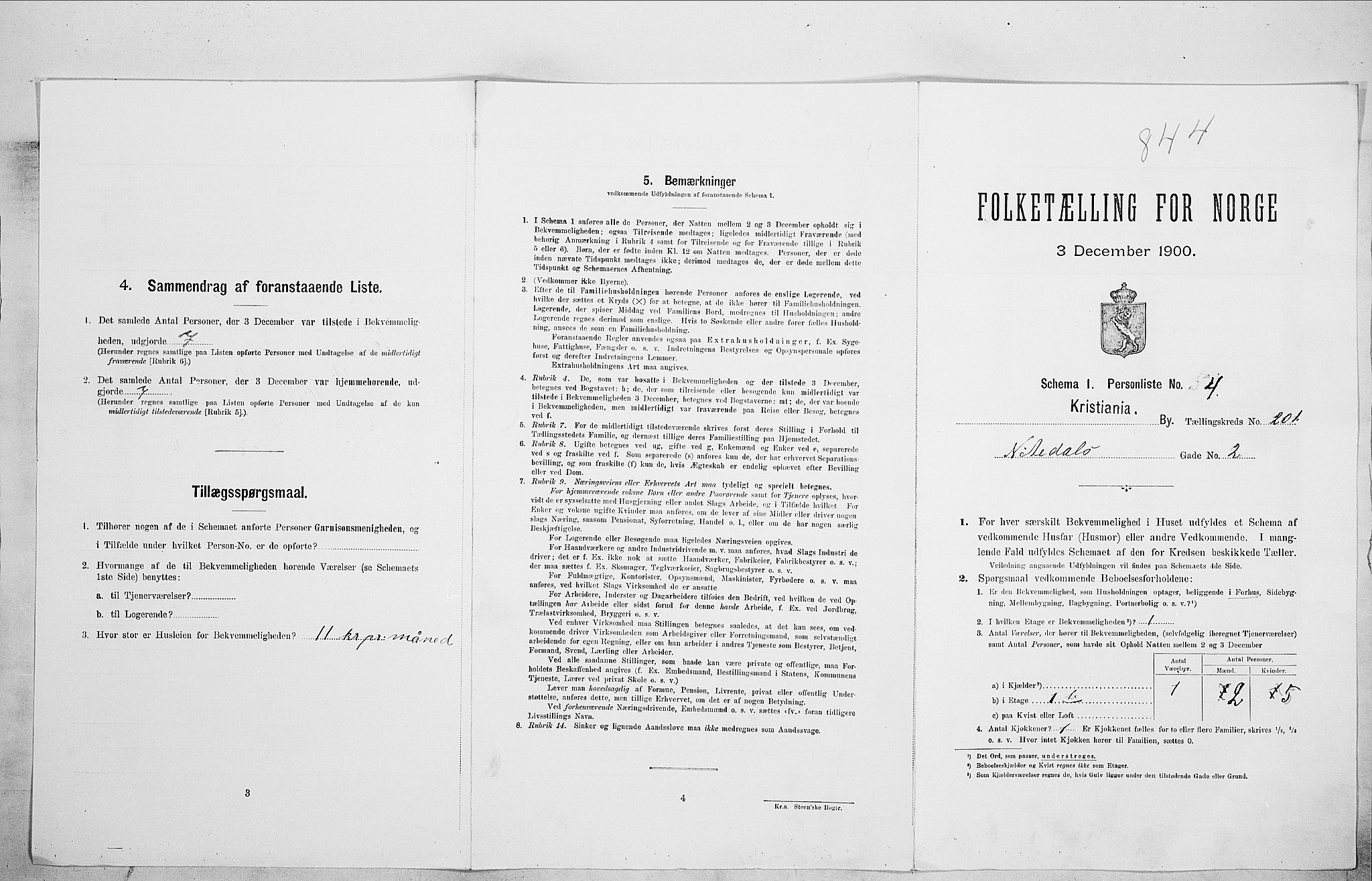 SAO, Folketelling 1900 for 0301 Kristiania kjøpstad, 1900, s. 64465