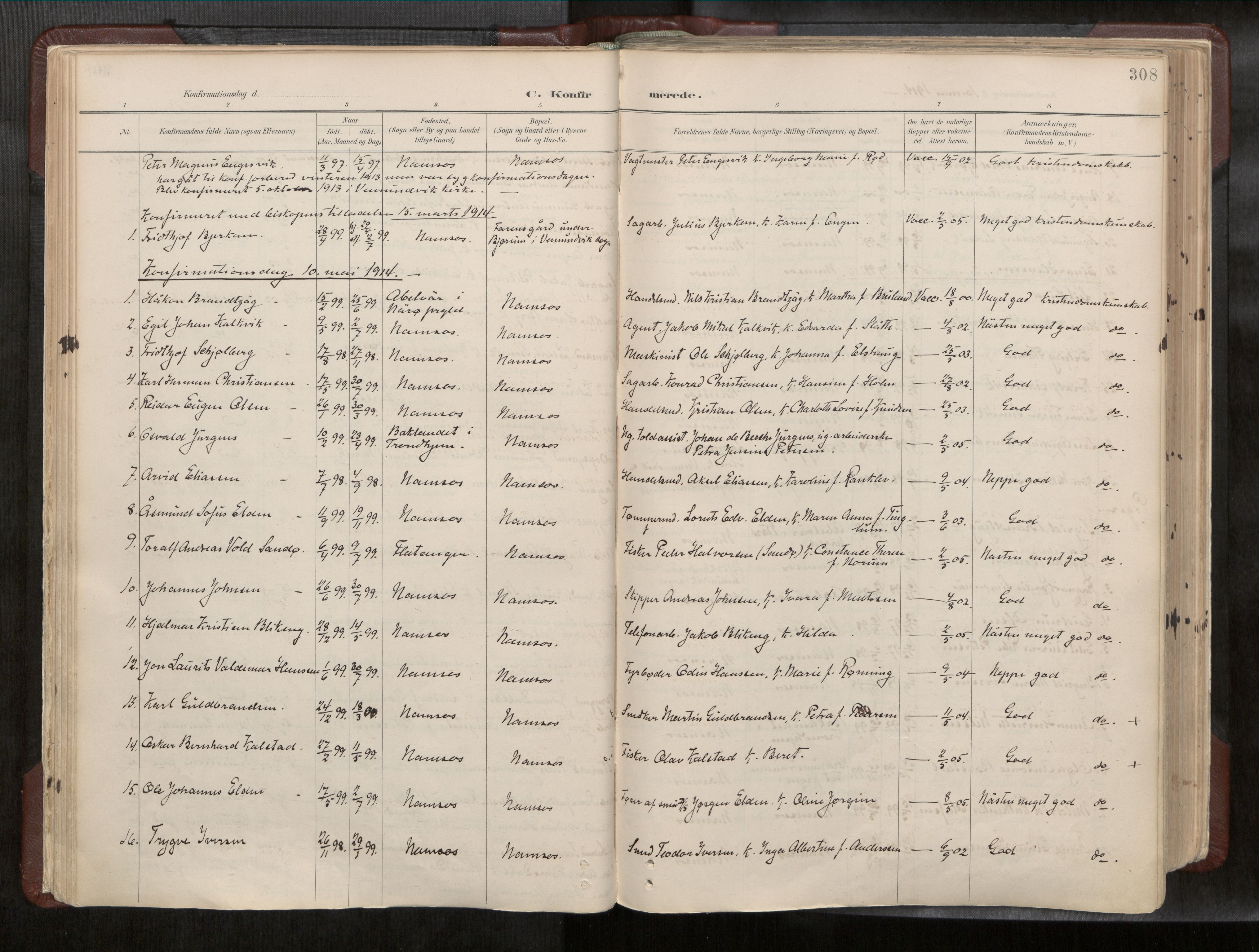 Ministerialprotokoller, klokkerbøker og fødselsregistre - Nord-Trøndelag, AV/SAT-A-1458/768/L0579a: Ministerialbok nr. 768A14, 1887-1931, s. 308