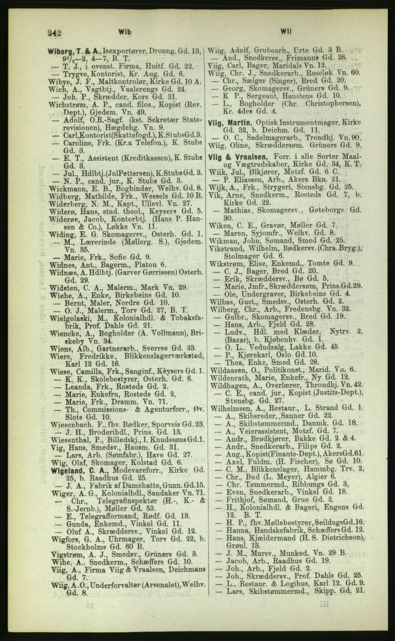 Kristiania/Oslo adressebok, PUBL/-, 1883, s. 242