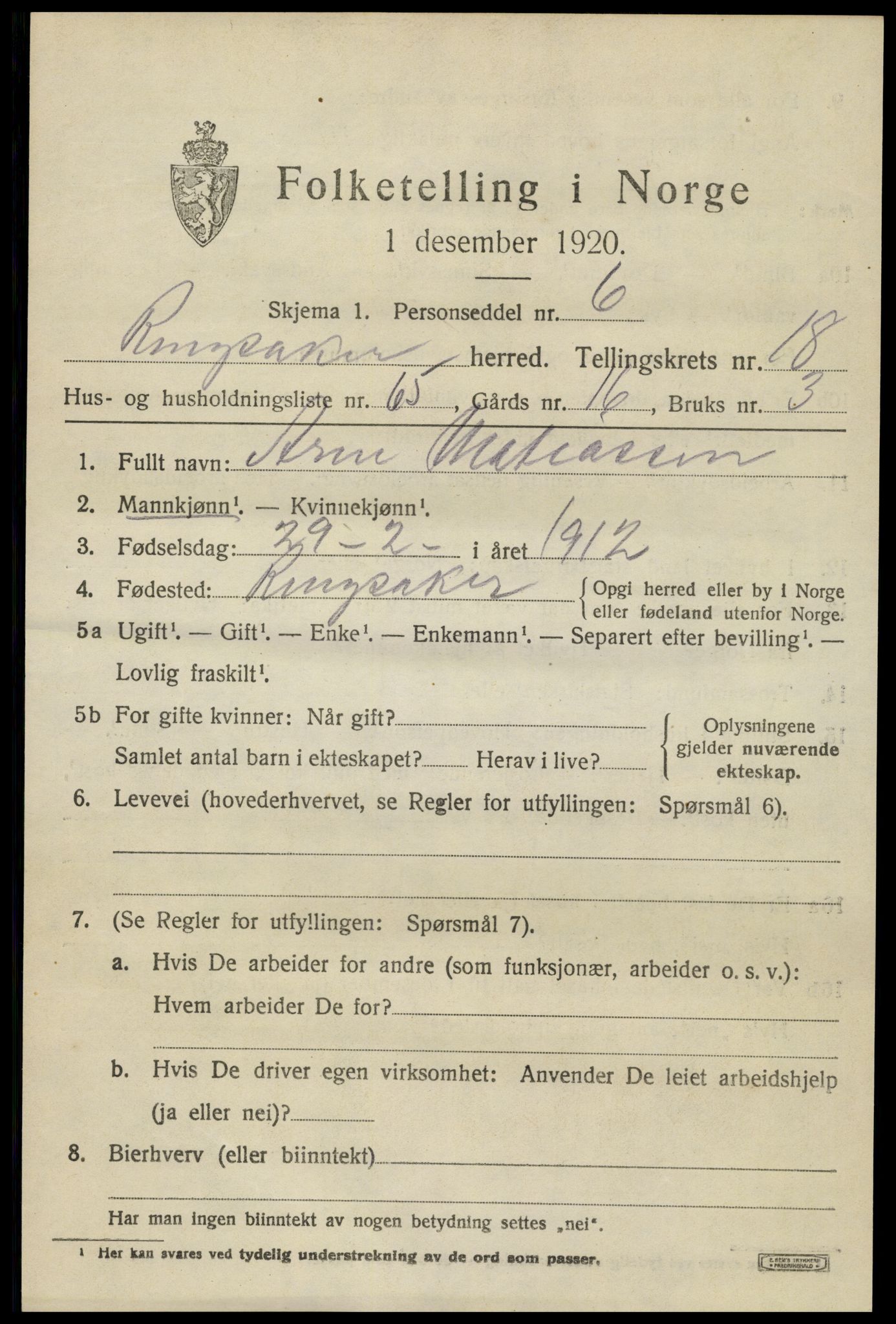 SAH, Folketelling 1920 for 0412 Ringsaker herred, 1920, s. 25818