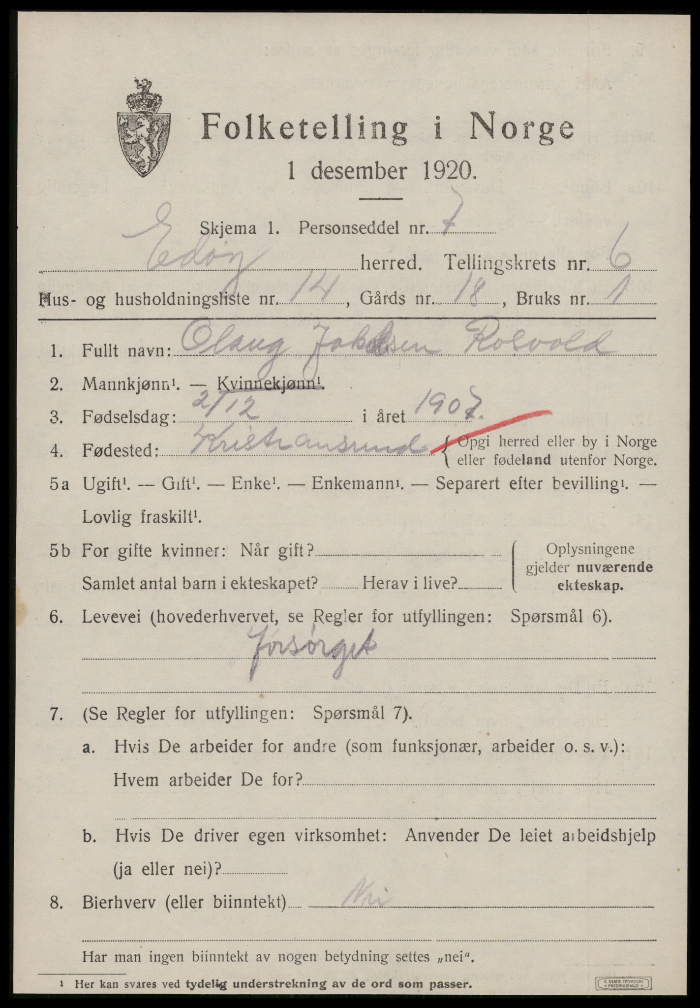 SAT, Folketelling 1920 for 1573 Edøy herred, 1920, s. 1948