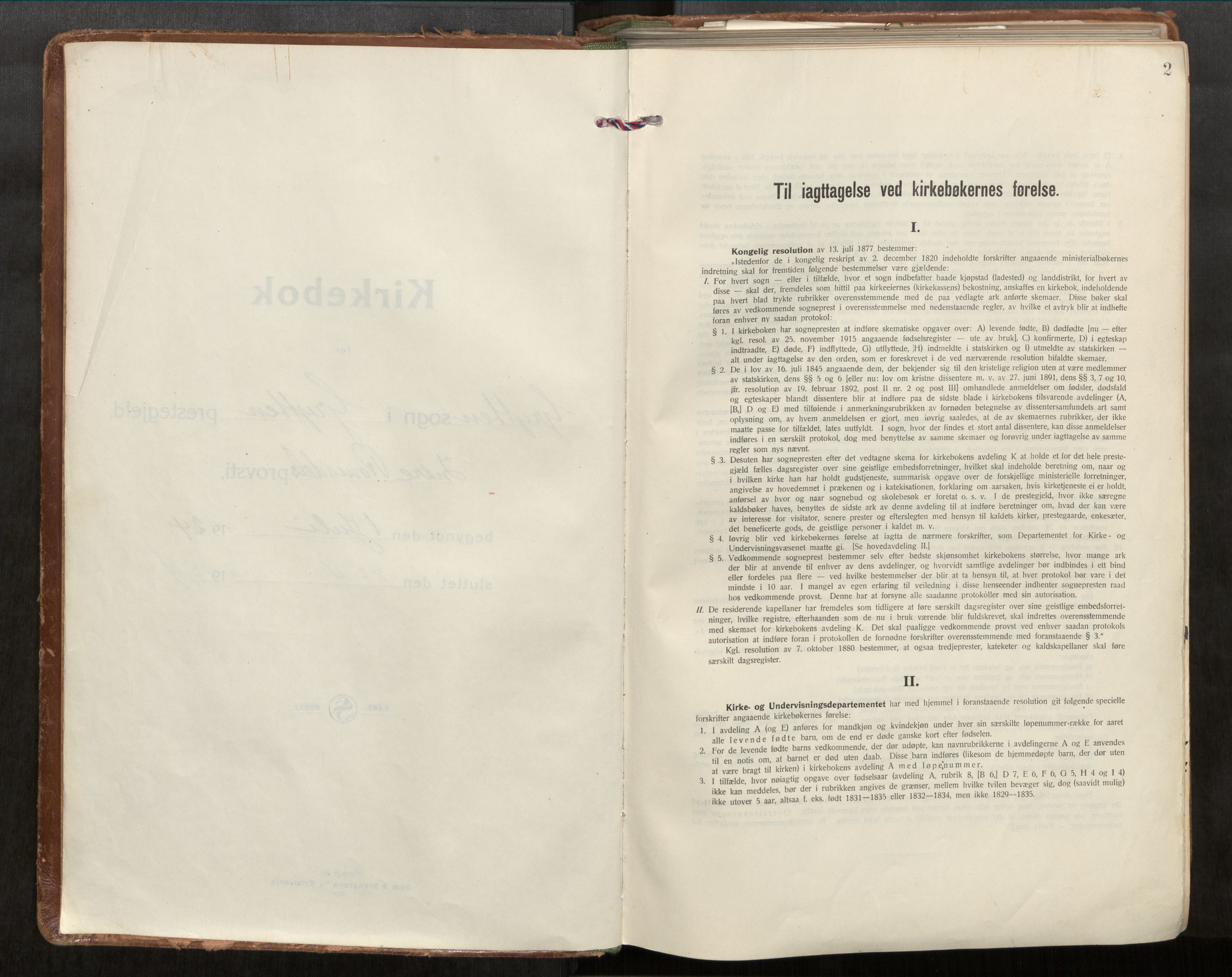 Ministerialprotokoller, klokkerbøker og fødselsregistre - Møre og Romsdal, AV/SAT-A-1454/544/L0587: Ministerialbok nr. 544A11, 1924-1954, s. 2