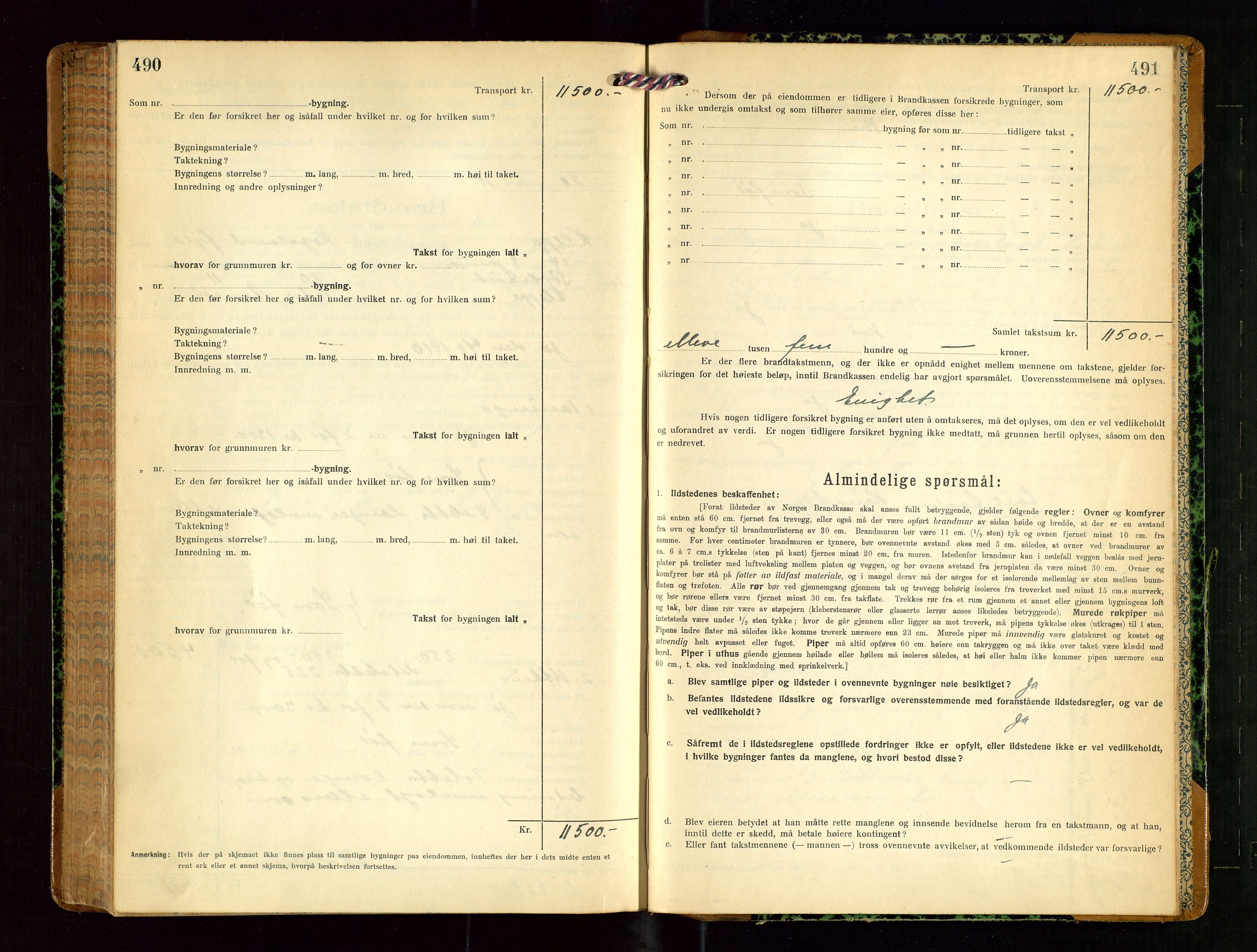 Klepp lensmannskontor, AV/SAST-A-100163/Goc/L0010: "Brandtakstprotokoll" m/register, 1919-1924, s. 490-491