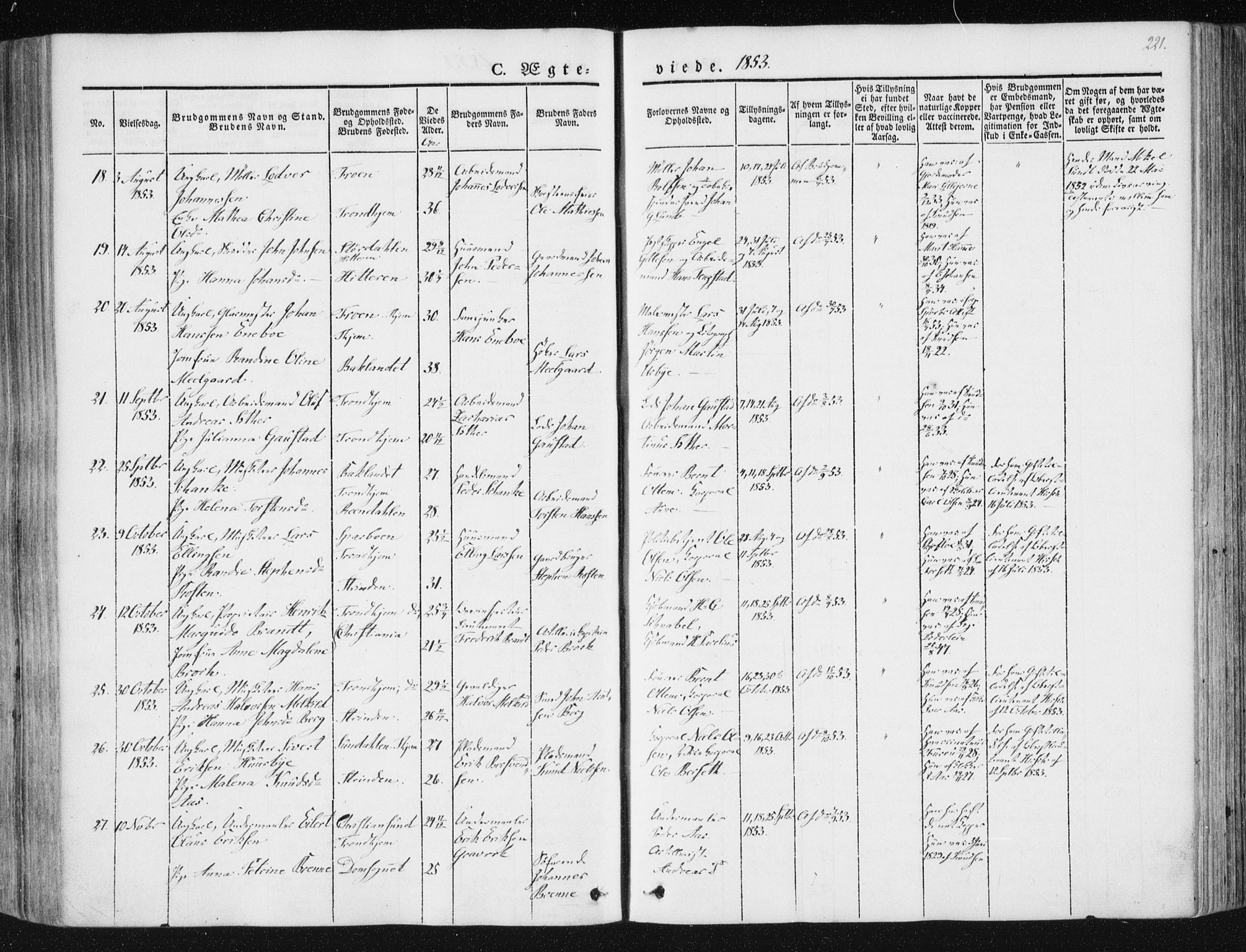 Ministerialprotokoller, klokkerbøker og fødselsregistre - Sør-Trøndelag, SAT/A-1456/602/L0110: Ministerialbok nr. 602A08, 1840-1854, s. 221
