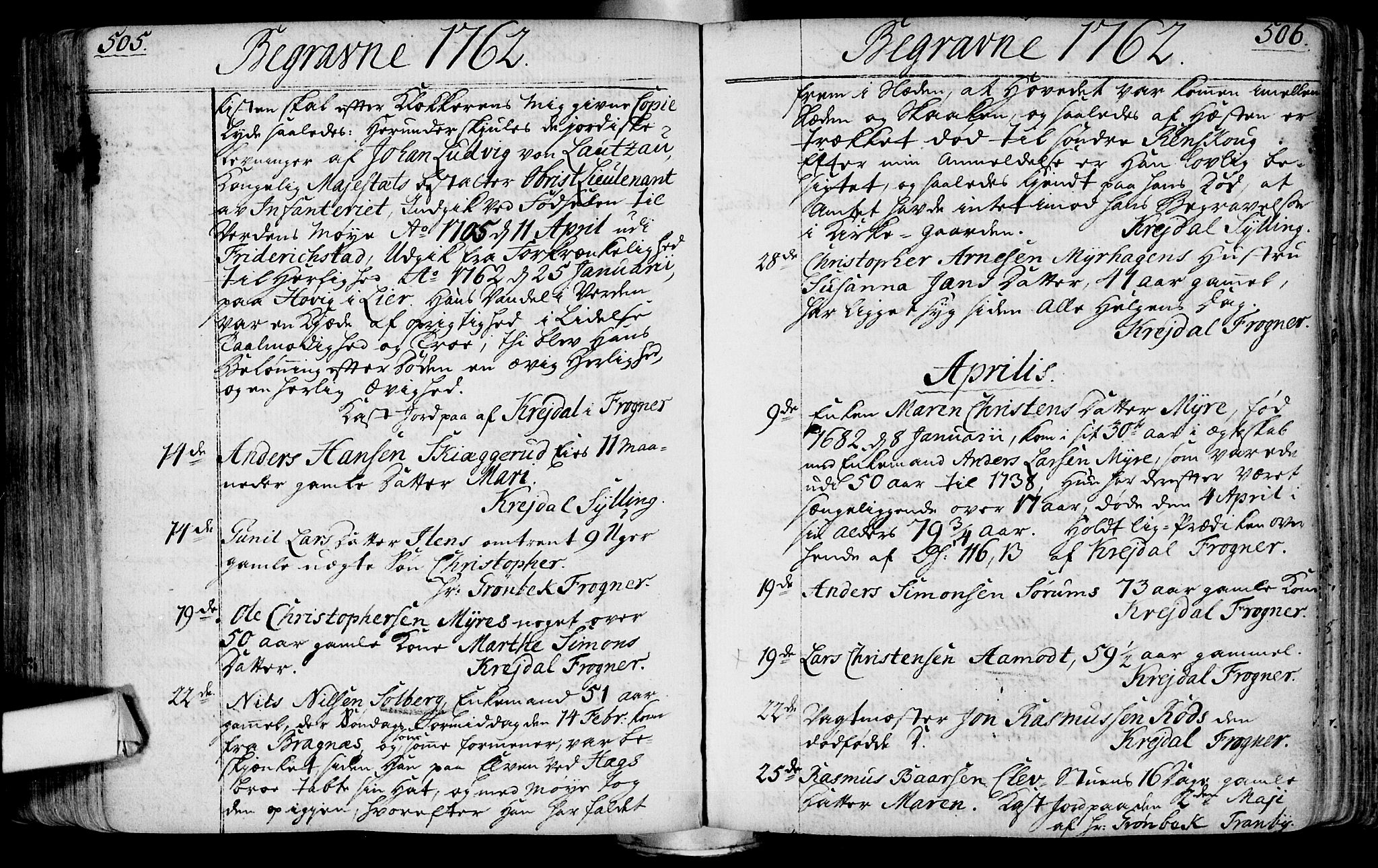 Lier kirkebøker, AV/SAKO-A-230/F/Fa/L0004: Ministerialbok nr. I 4, 1749-1764, s. 505-506