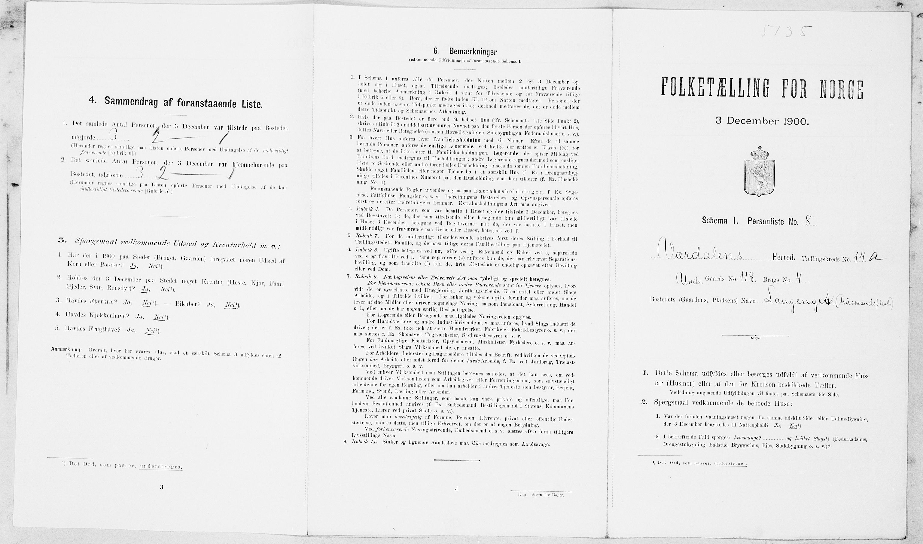 SAT, Folketelling 1900 for 1721 Verdal herred, 1900, s. 1785