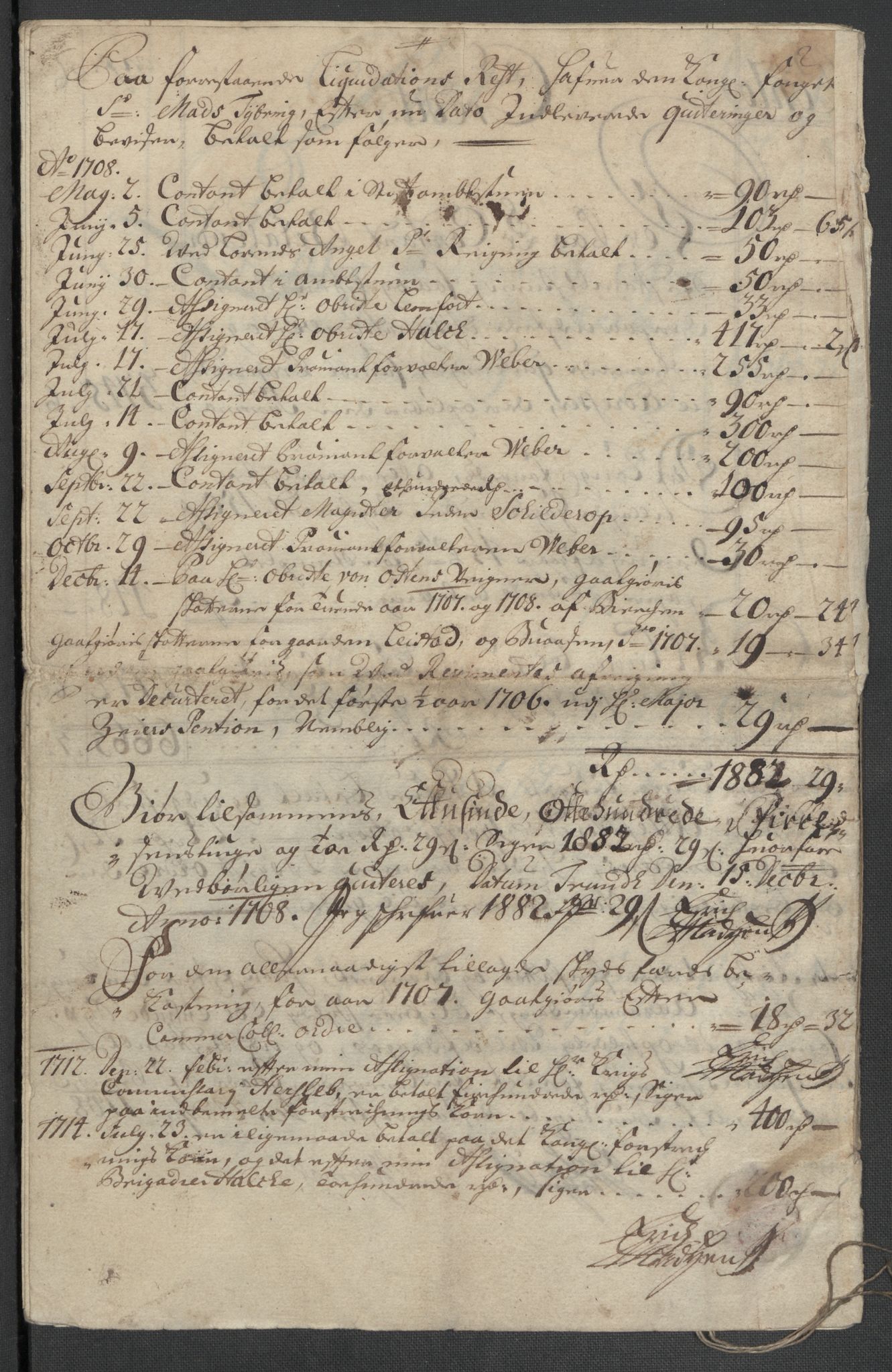 Rentekammeret inntil 1814, Reviderte regnskaper, Fogderegnskap, AV/RA-EA-4092/R61/L4110: Fogderegnskap Strinda og Selbu, 1707-1708, s. 24