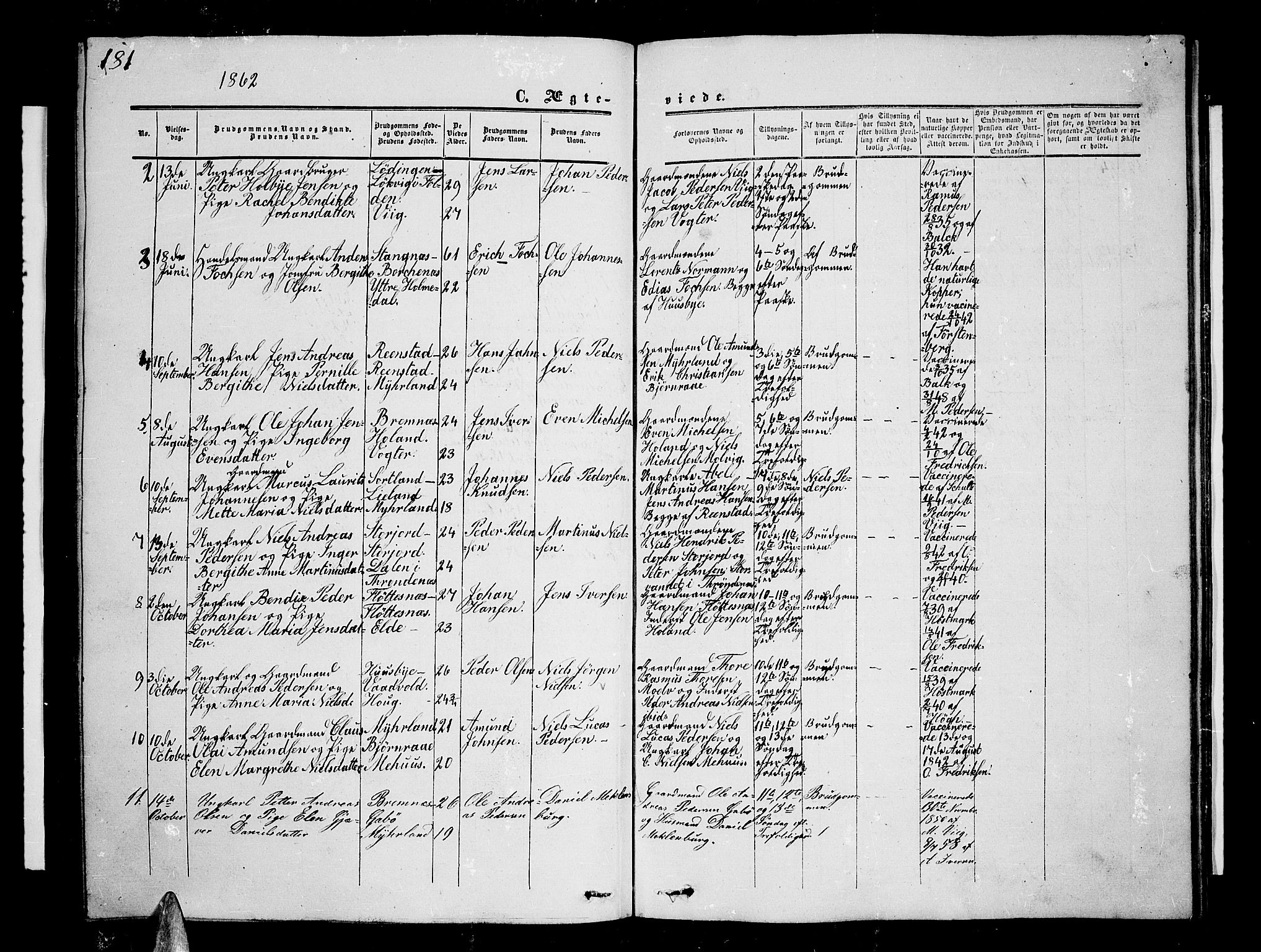 Kvæfjord sokneprestkontor, AV/SATØ-S-1323/G/Ga/Gab/L0003klokker: Klokkerbok nr. 3, 1856-1870, s. 181