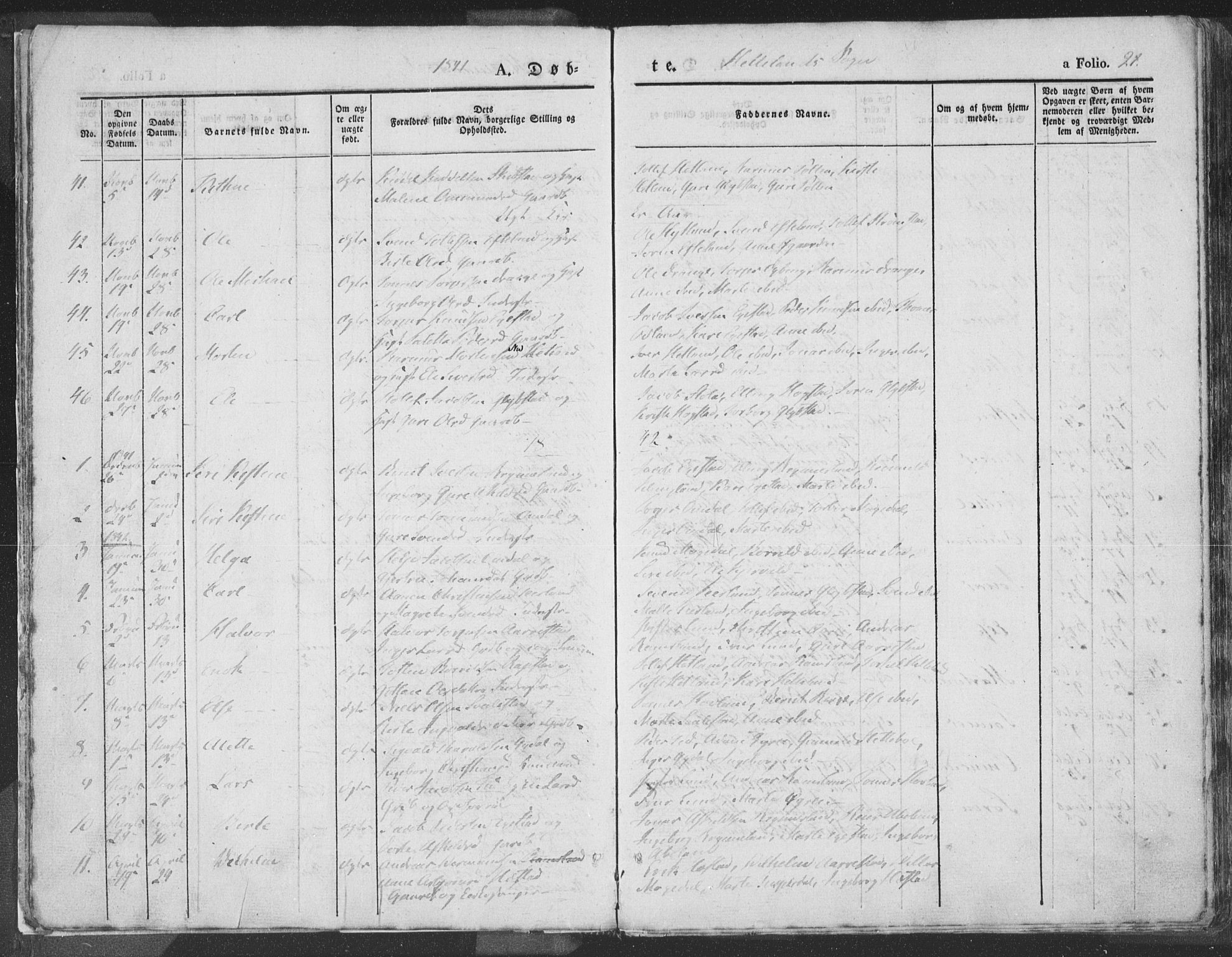Helleland sokneprestkontor, SAST/A-101810: Ministerialbok nr. A 6.1, 1834-1863, s. 21