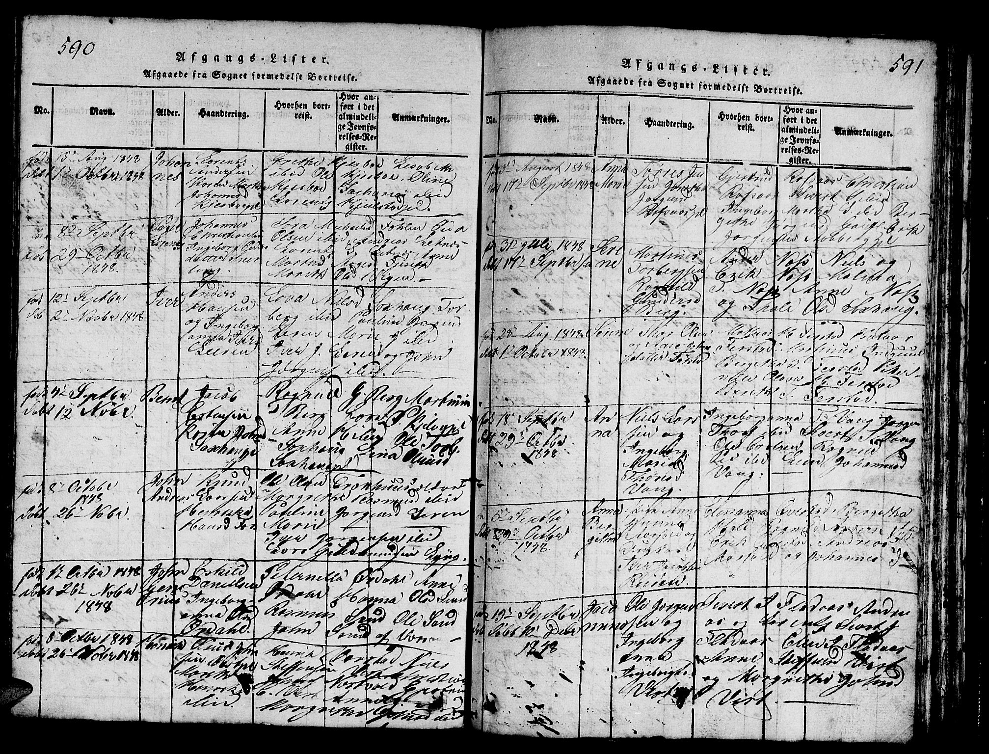 Ministerialprotokoller, klokkerbøker og fødselsregistre - Nord-Trøndelag, SAT/A-1458/730/L0298: Klokkerbok nr. 730C01, 1816-1849, s. 590-591