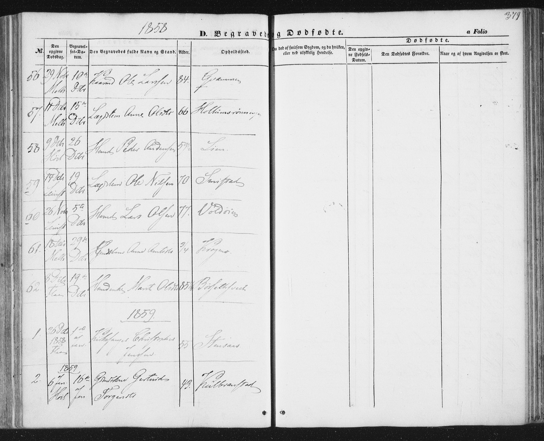 Ministerialprotokoller, klokkerbøker og fødselsregistre - Sør-Trøndelag, SAT/A-1456/691/L1076: Ministerialbok nr. 691A08, 1852-1861, s. 379
