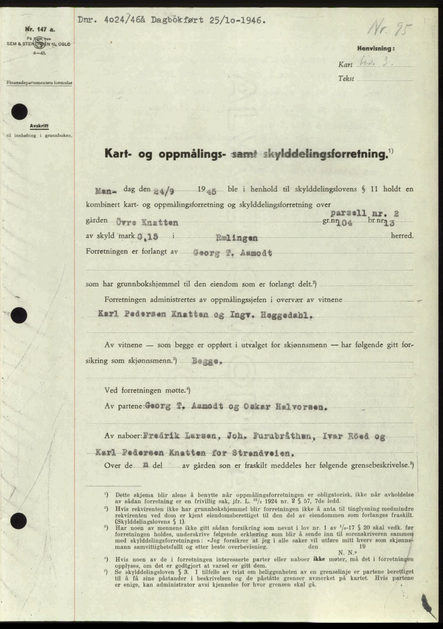 Nedre Romerike sorenskriveri, AV/SAO-A-10469/G/Gb/Gbd/L0017: Pantebok nr. 17, 1946-1946, Dagboknr: 4024/1946