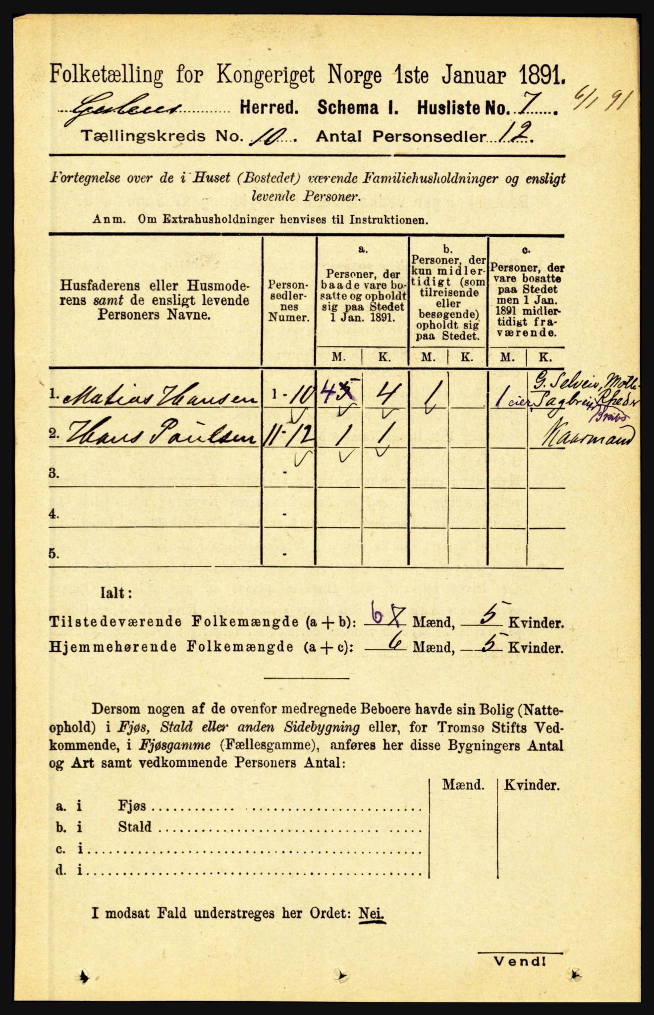 RA, Folketelling 1891 for 1411 Gulen herred, 1891, s. 3264