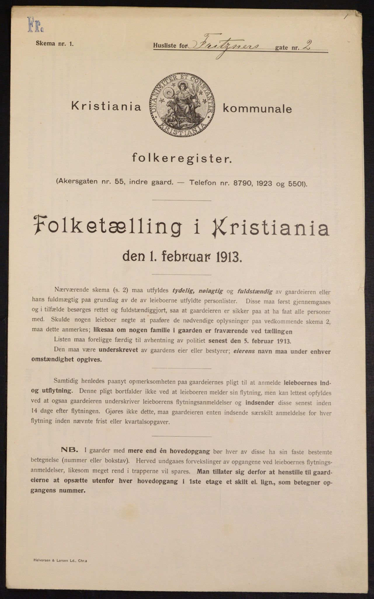 OBA, Kommunal folketelling 1.2.1913 for Kristiania, 1913, s. 27206